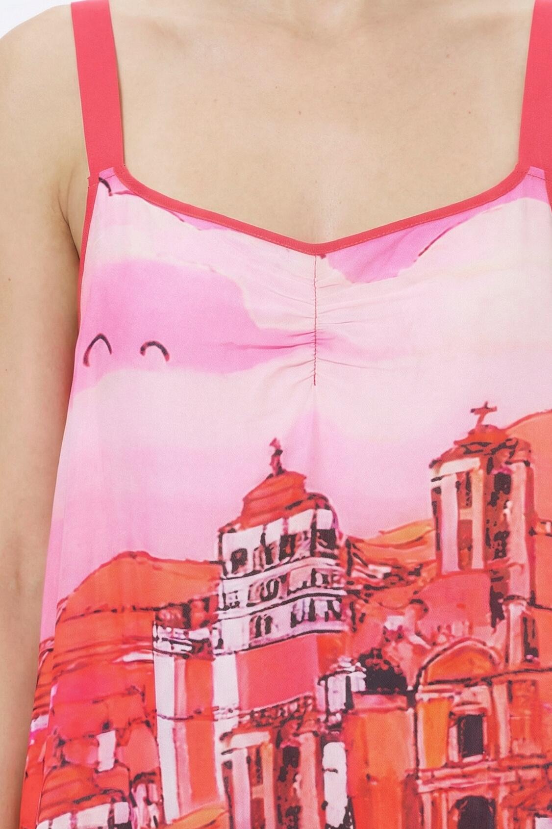Femme Robe sans manches motif vacances décolleté en V et coupe évasée 5/7