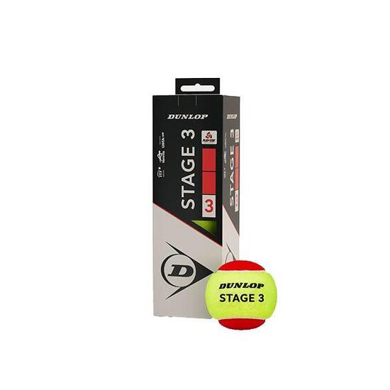 Bola Ténis Dunlop Stage 3 (Vermelho,Pack 3un)