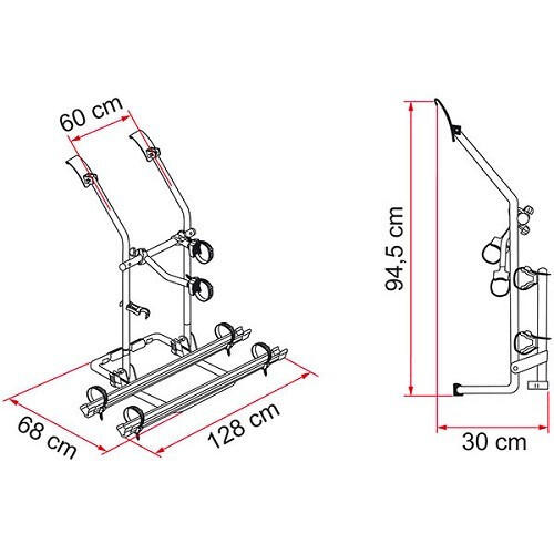 Porte‑vélos Fiamma Carry-Bike pour VW T3 hayon, 3 vélos, 50 kg max. 2/3