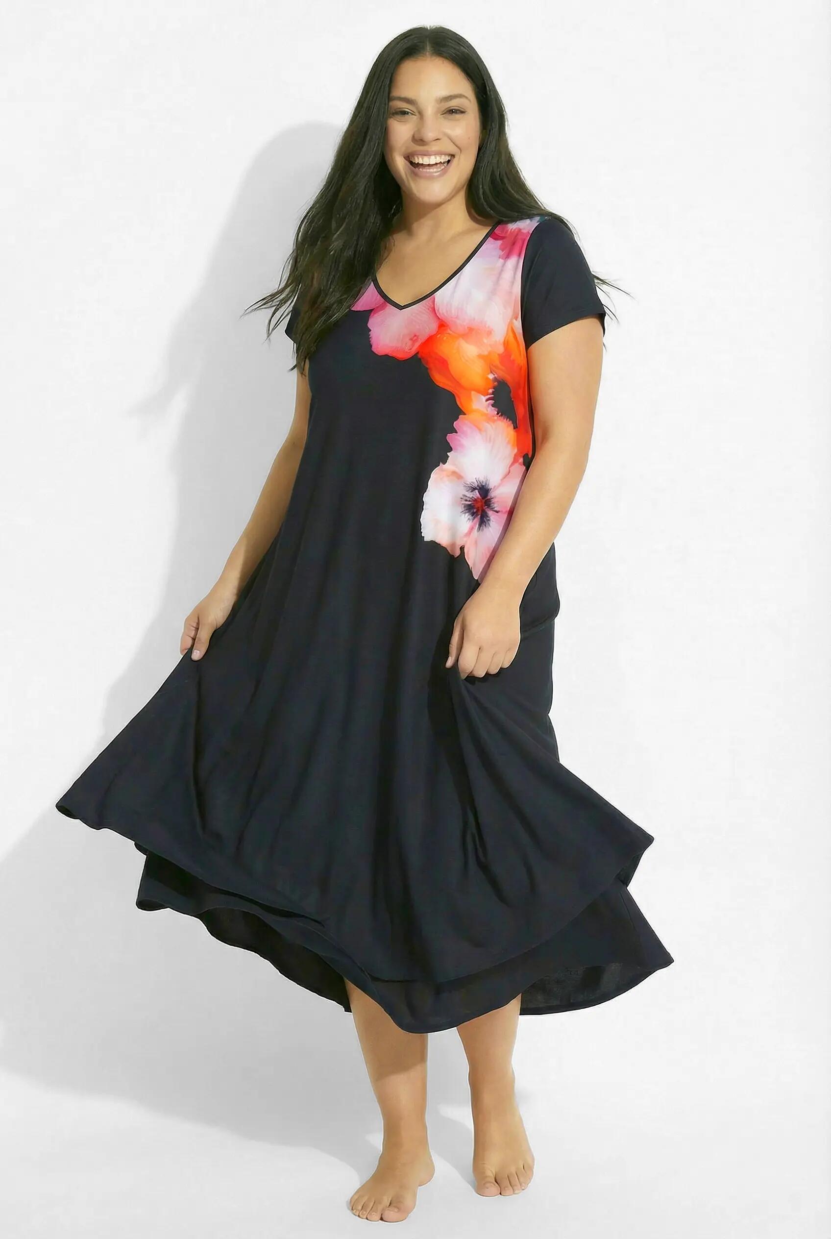 Dames Midi-jurk bloemen A-lijn V-hals kapmouwen 5/7