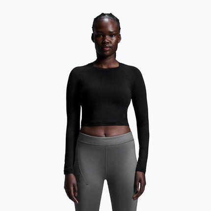 Damen Trainings-Longsleeve On Running Studio Long-T Crop schwarz