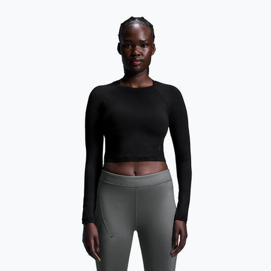 Damen Trainings-Longsleeve On Running Studio Long-T Crop schwarz