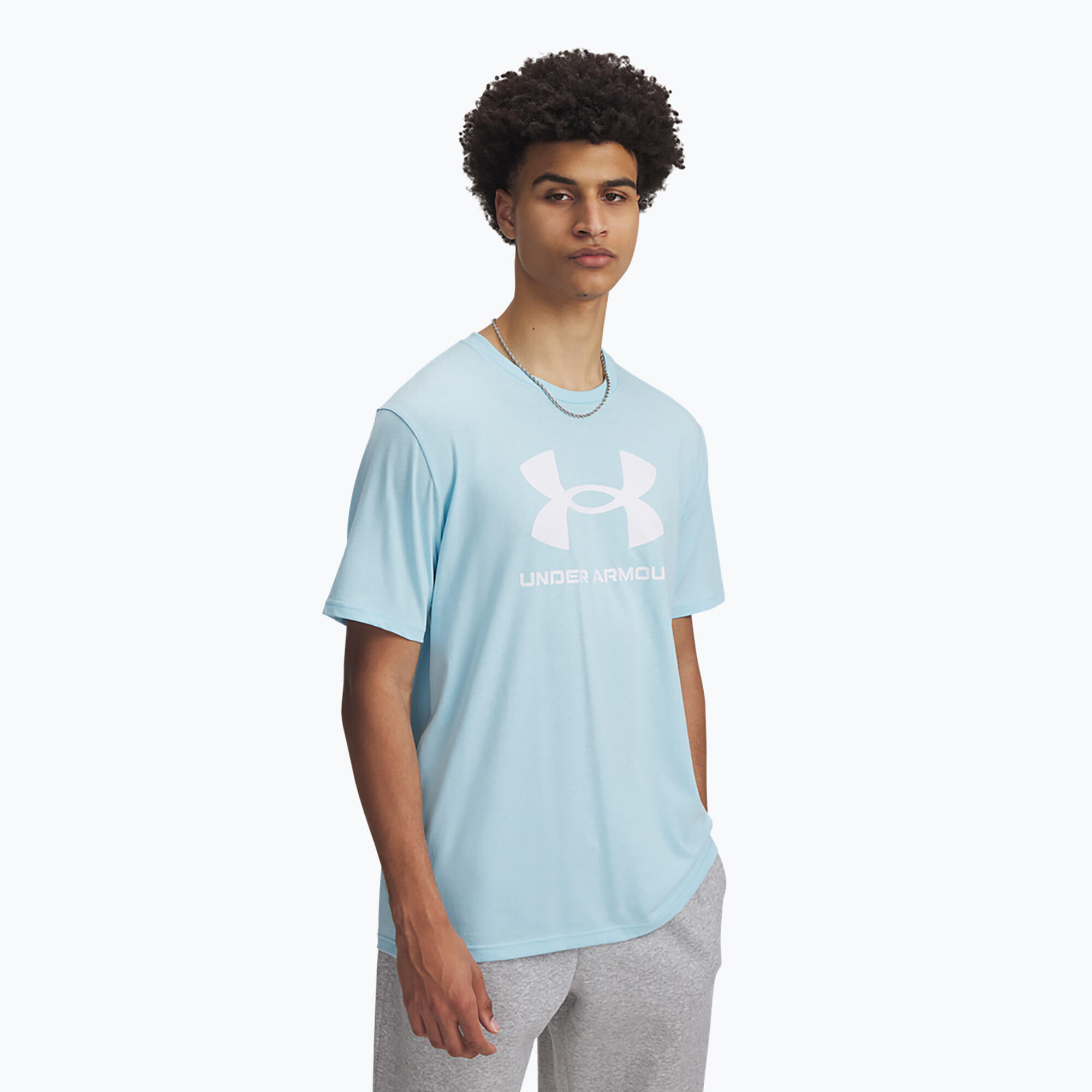 Camiseta masculina Under Armour Sportstyle Logo Update stream/blanco 1/2