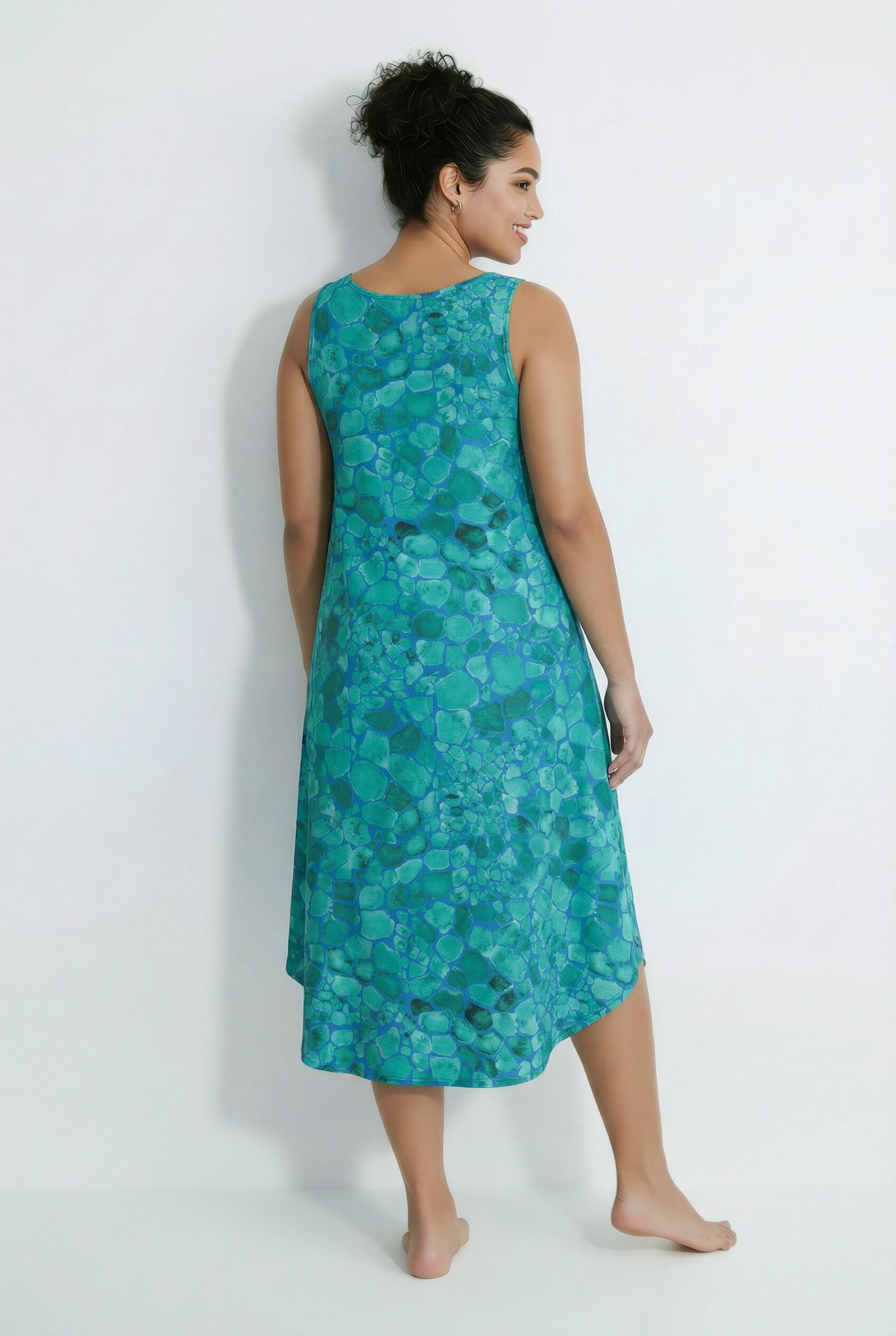 Femme Robe midi sans manches décolleté rond et coupe évasée 2/7