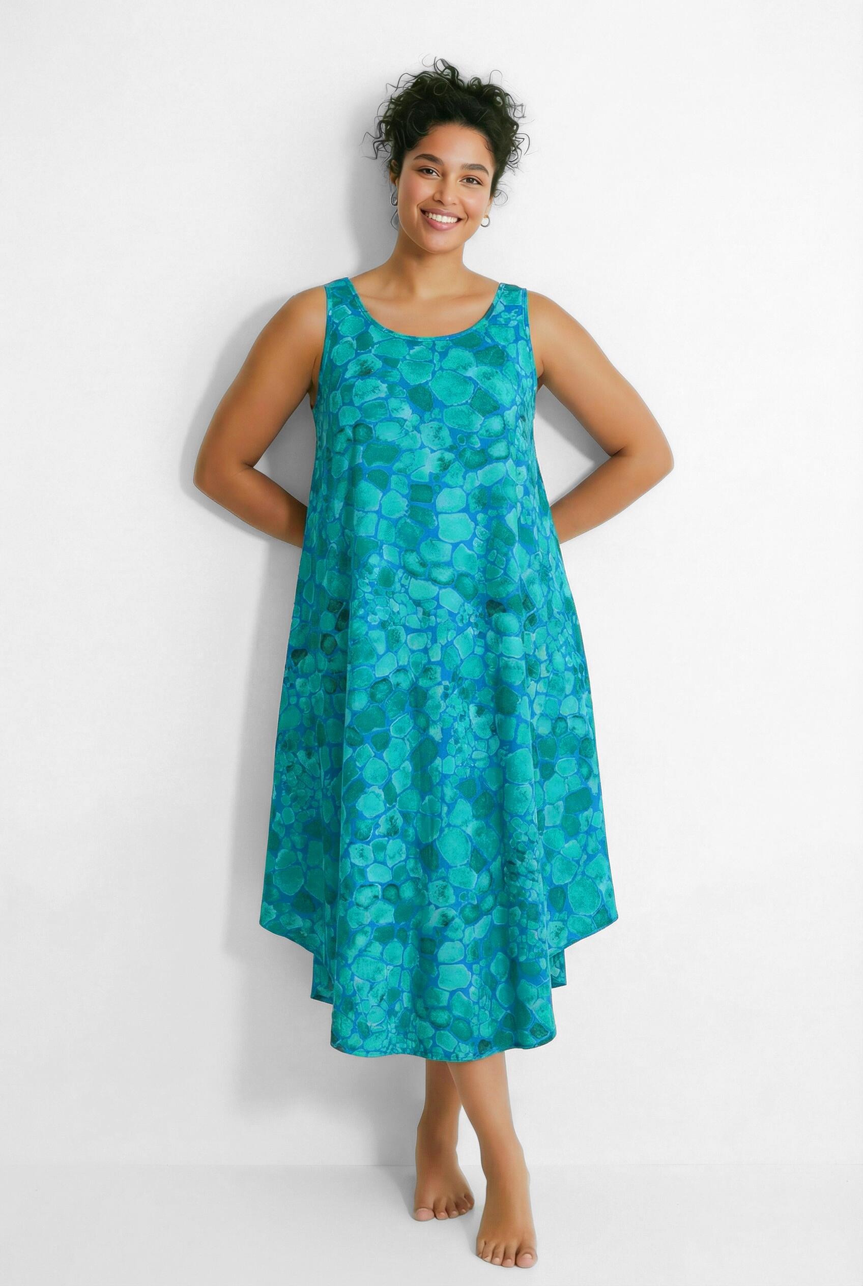 Femme Robe midi sans manches décolleté rond et coupe évasée 6/7
