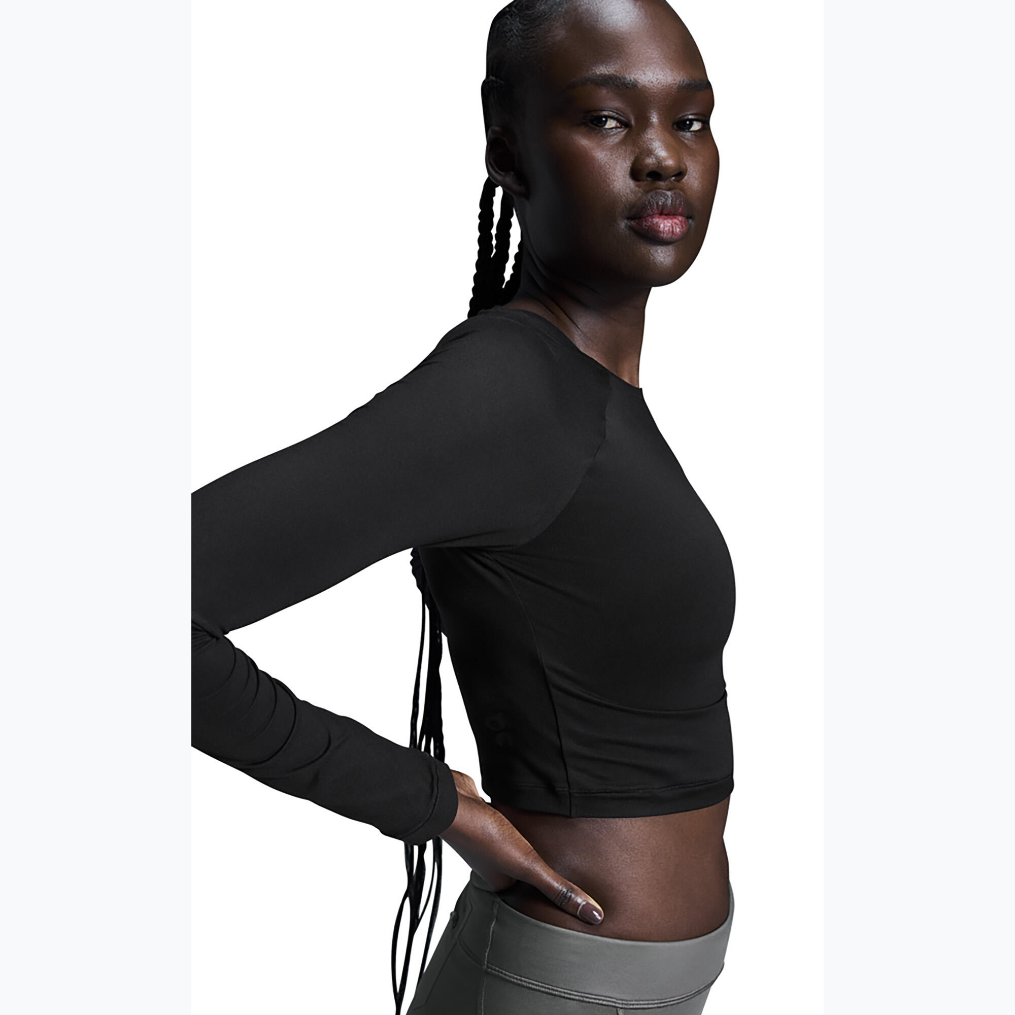 Maglia a maniche lunghe da allenamento donna On Running Studio Long-T Crop nera 5/7