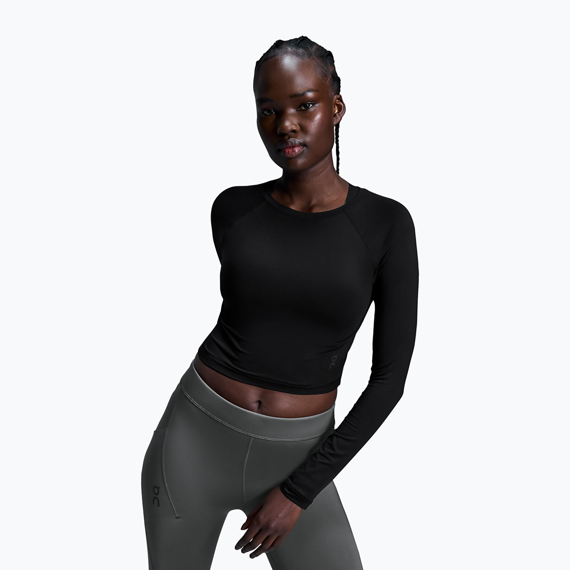 Maglia a maniche lunghe da allenamento donna On Running Studio Long-T Crop nera 4/7