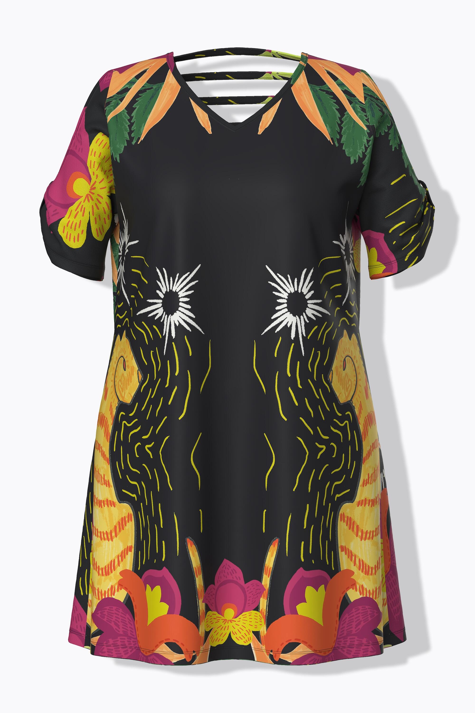 Femme Robe en jersey motif chats décolleté en V et manches courtes coupe évasée 7/7