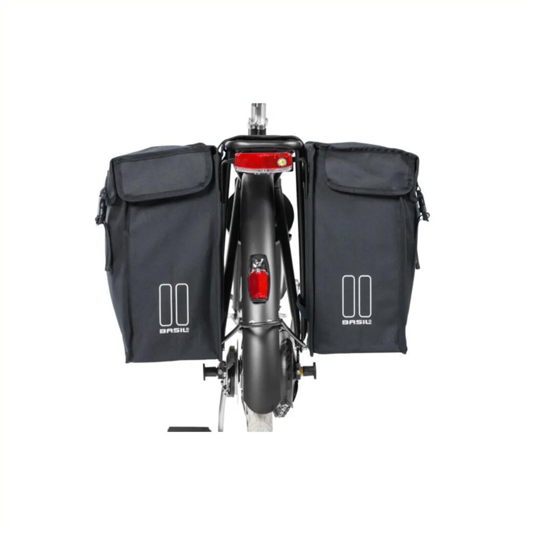 Dubbele Fietstas 47L Mara XXL Zwart met Reflectoren 2/7
