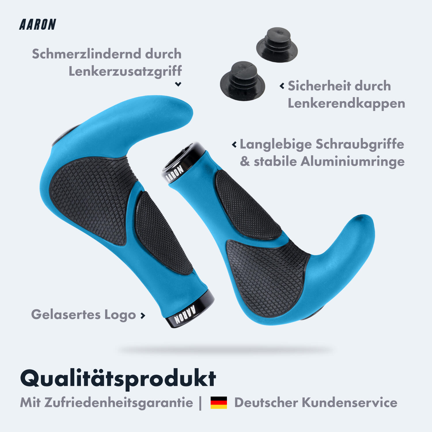 Horn Fahrradgriff ergonomisch mit Gel-Dämpfung und Lock-On - Blau 2/5