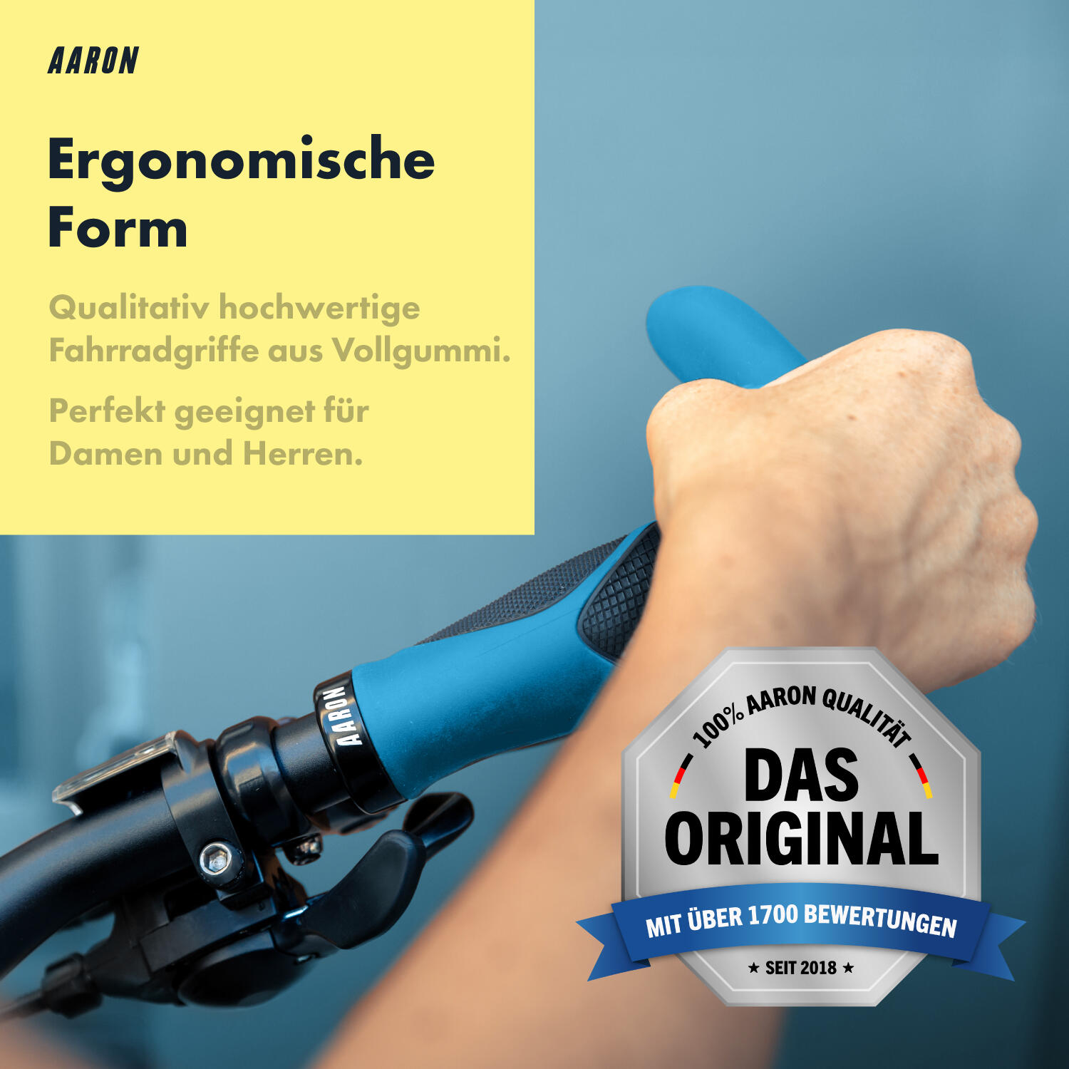 Horn Fahrradgriff ergonomisch mit Gel-Dämpfung und Lock-On - Blau 5/5