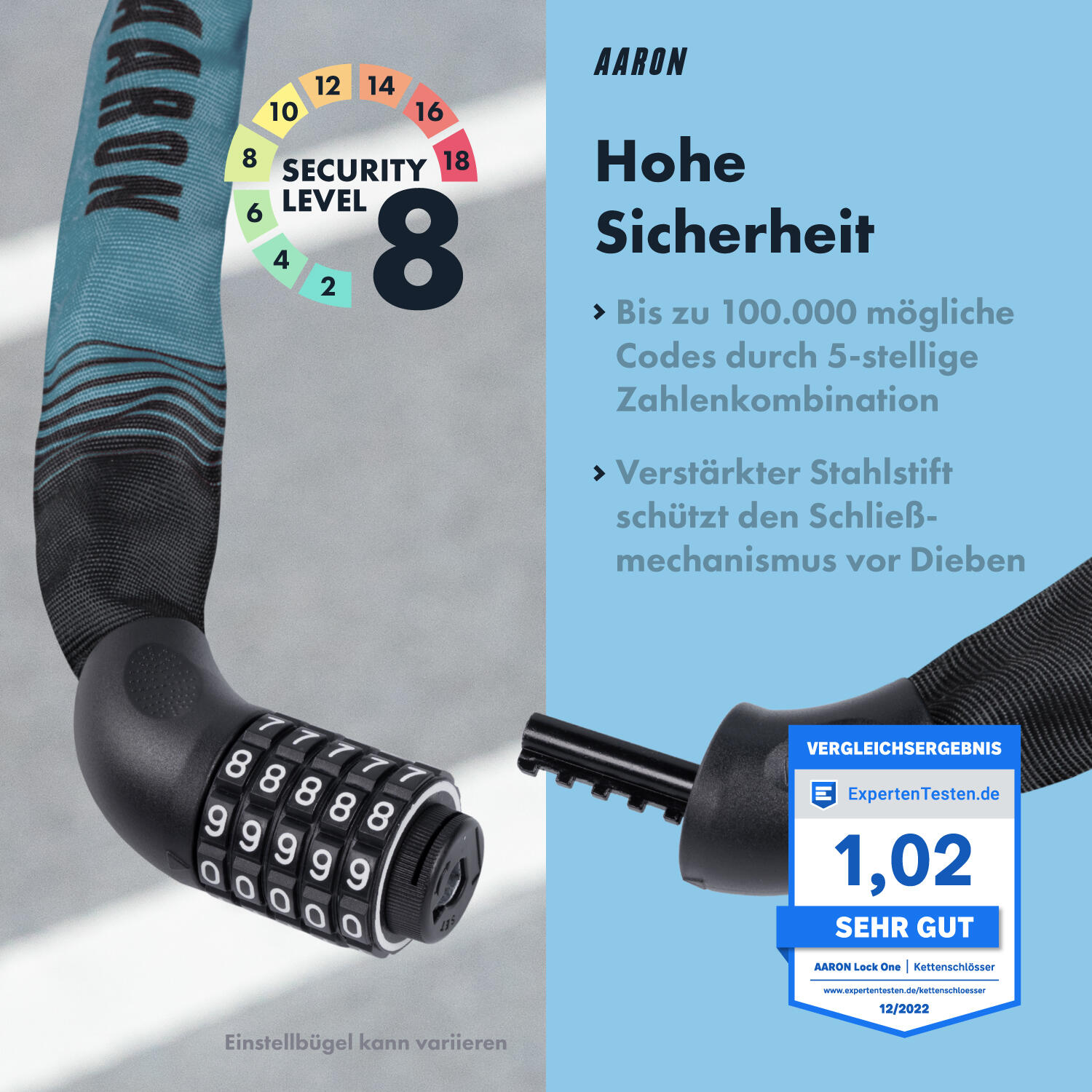 Lock One Fahrradschloss mit 5-stelligem Zahlencode - Graublau 4/7