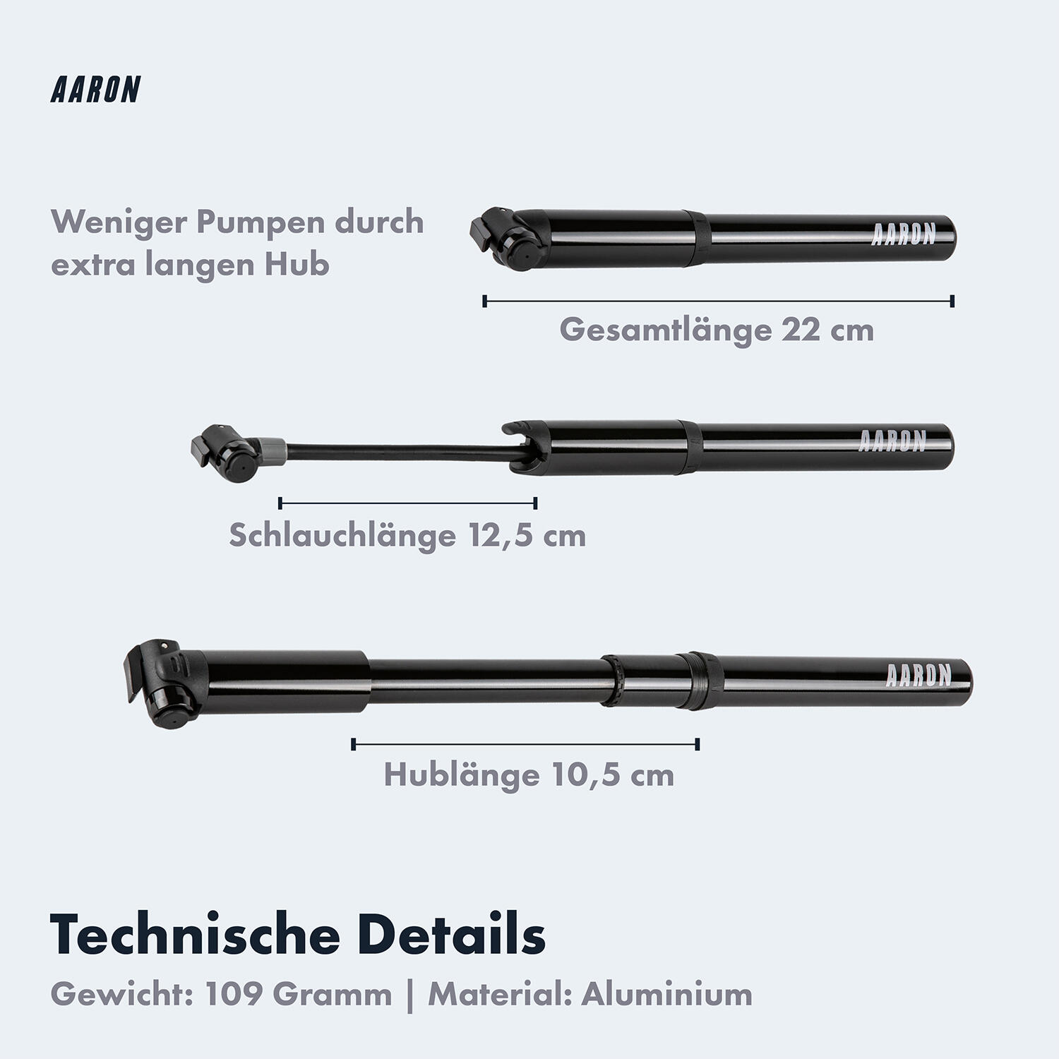 Pocket One - Mini-Fahrradpumpe, bis zu 7 Bar - Schwarz 4/6
