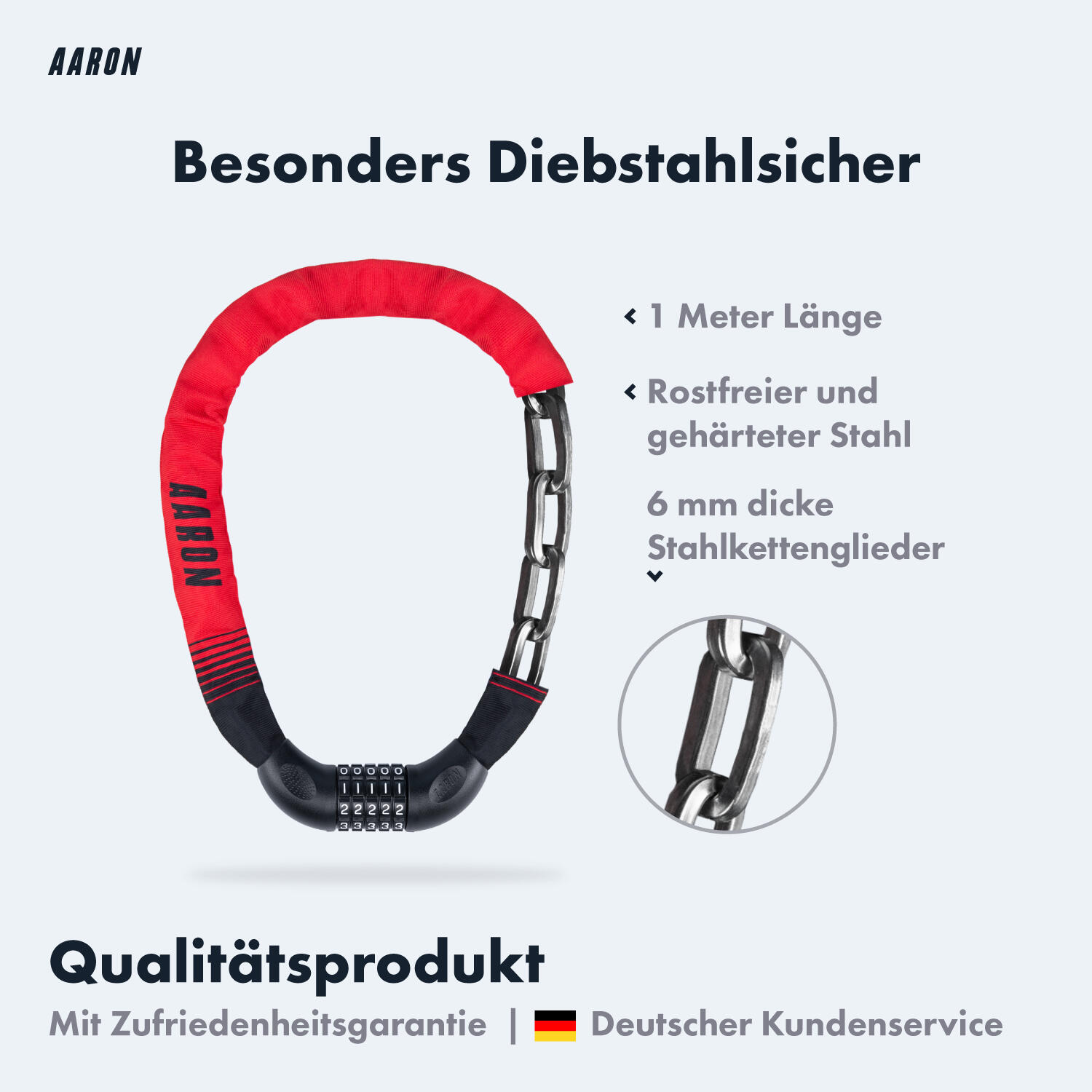 Lock One Fahrradschloss mit 5-stelligem Zahlencode - Rot 2/7