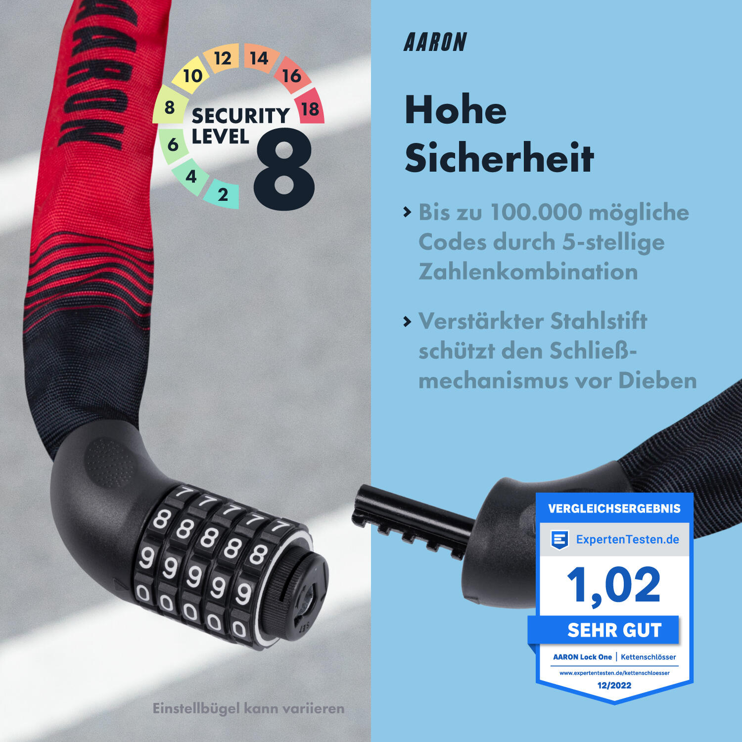 Lock One Fahrradschloss mit 5-stelligem Zahlencode - Rot 4/7