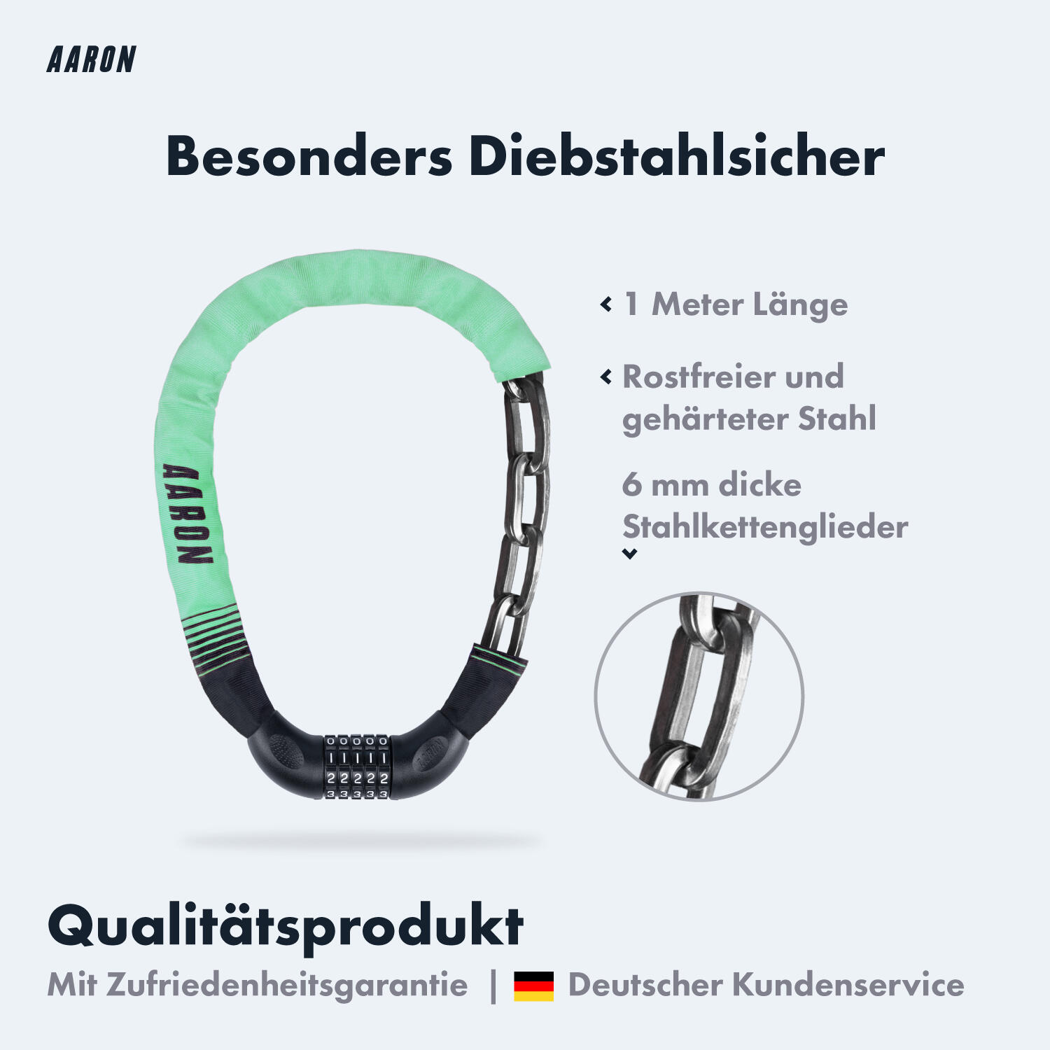 Lock One Fahrradschloss mit 5-stelligem Zahlencode - Mintgrün 2/7