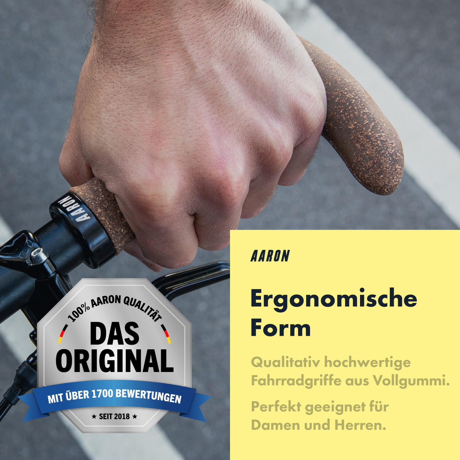 Horn Fahrradgriff ergonomisch mit Gel-Dämpfung und Lock-On - Kork 5/5