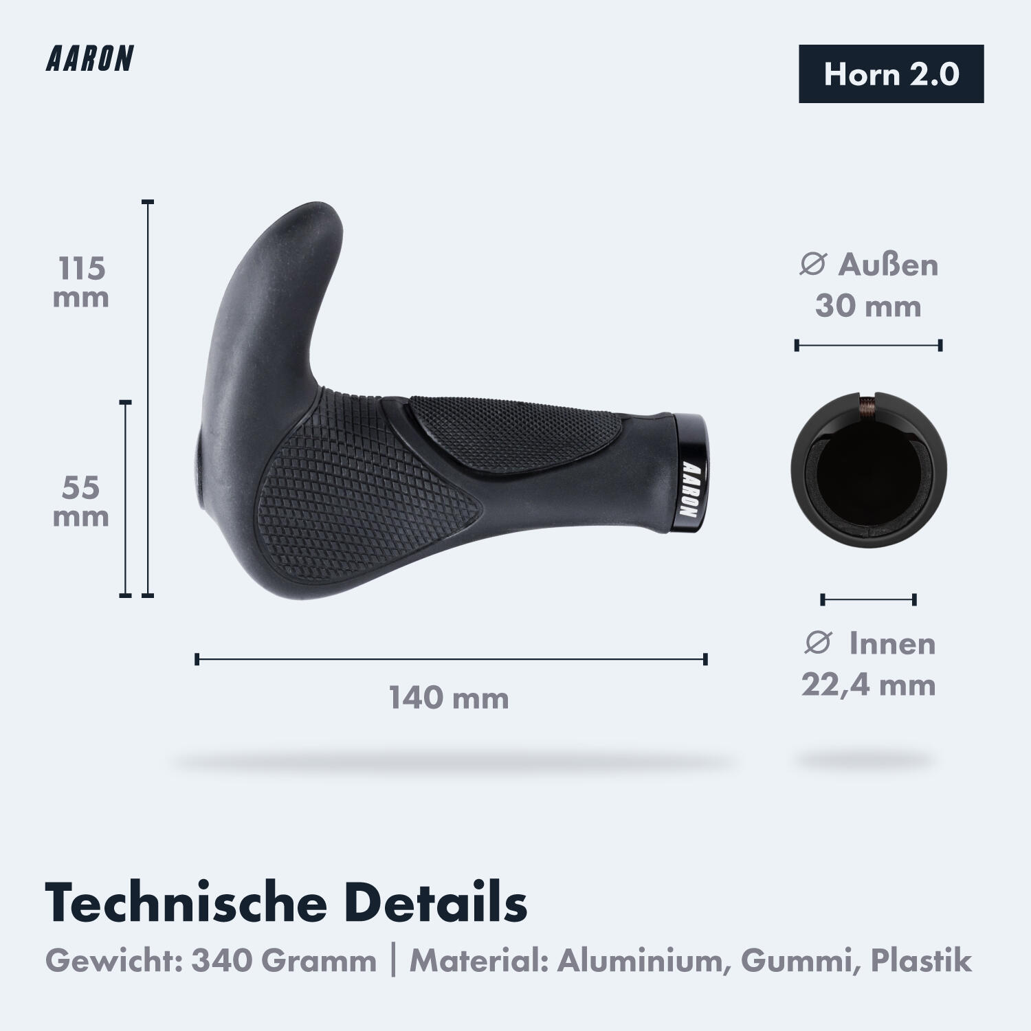 Horn Fahrradgriff ergonomisch mit Gel-Dämpfung und Lock-On - Schwarz 3/5