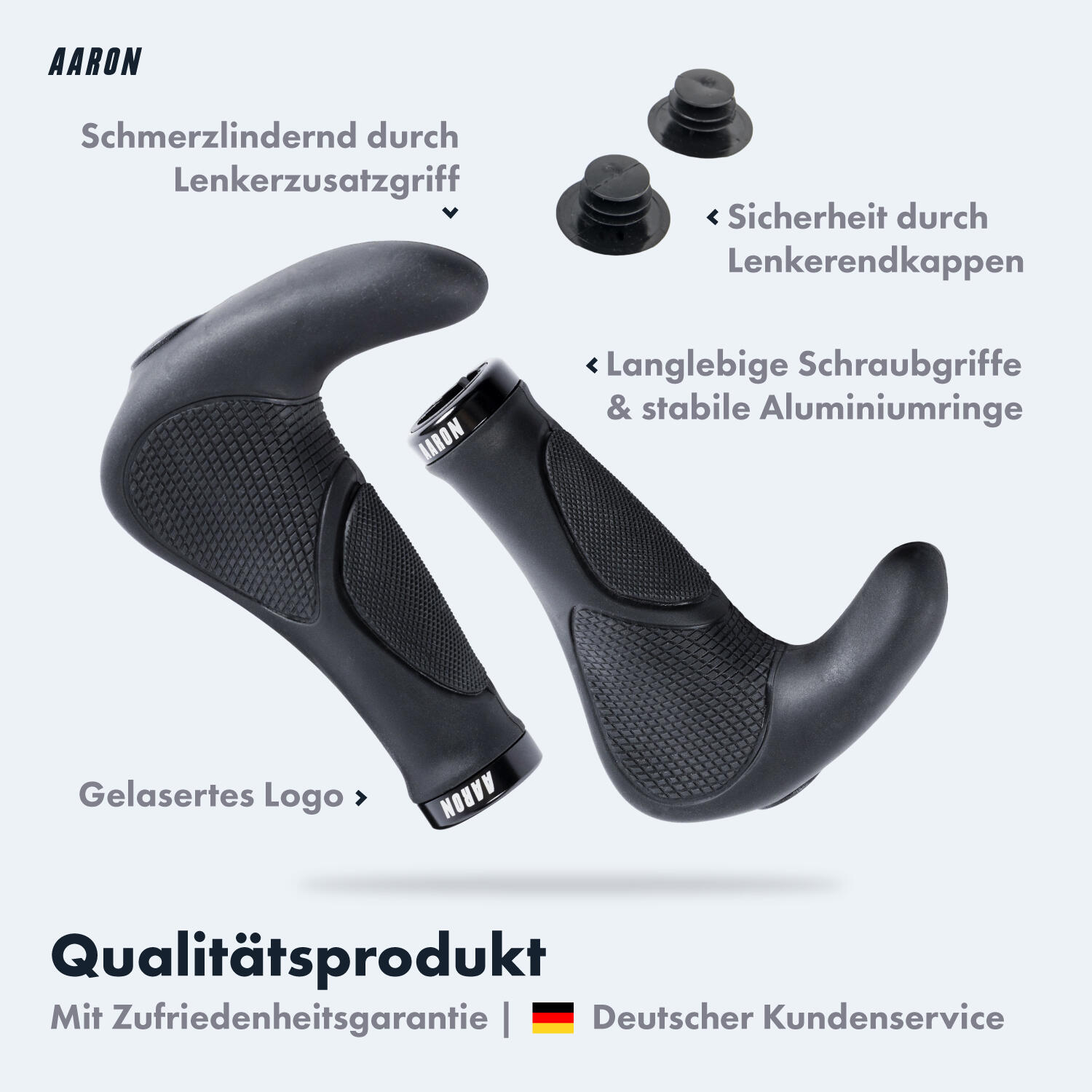 Horn Fahrradgriff ergonomisch mit Gel-Dämpfung und Lock-On - Schwarz 2/5