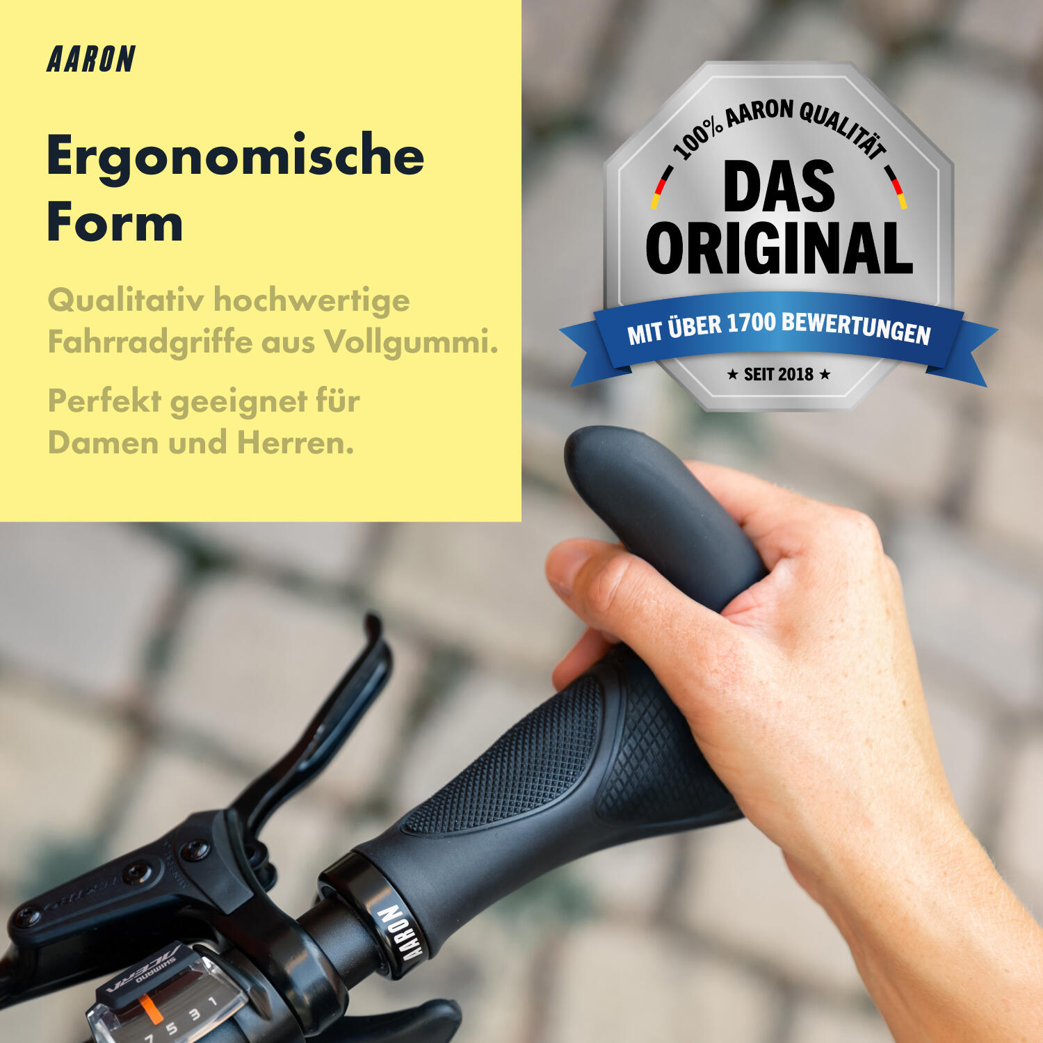 Horn Fahrradgriff ergonomisch mit Gel-Dämpfung und Lock-On - Schwarz 5/5