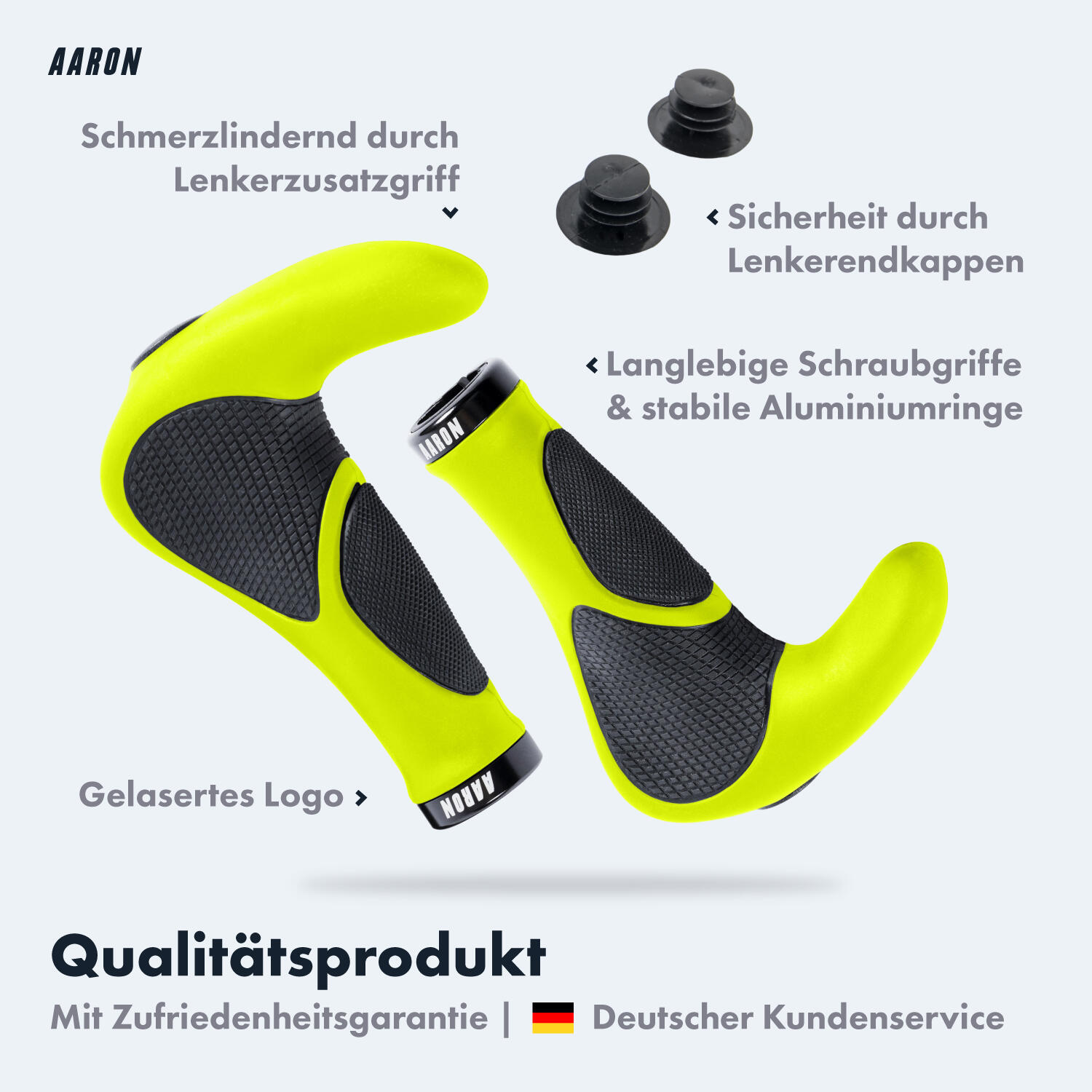 Horn Fahrradgriff ergonomisch mit Gel-Dämpfung und Lock-On - Gelb 2/5