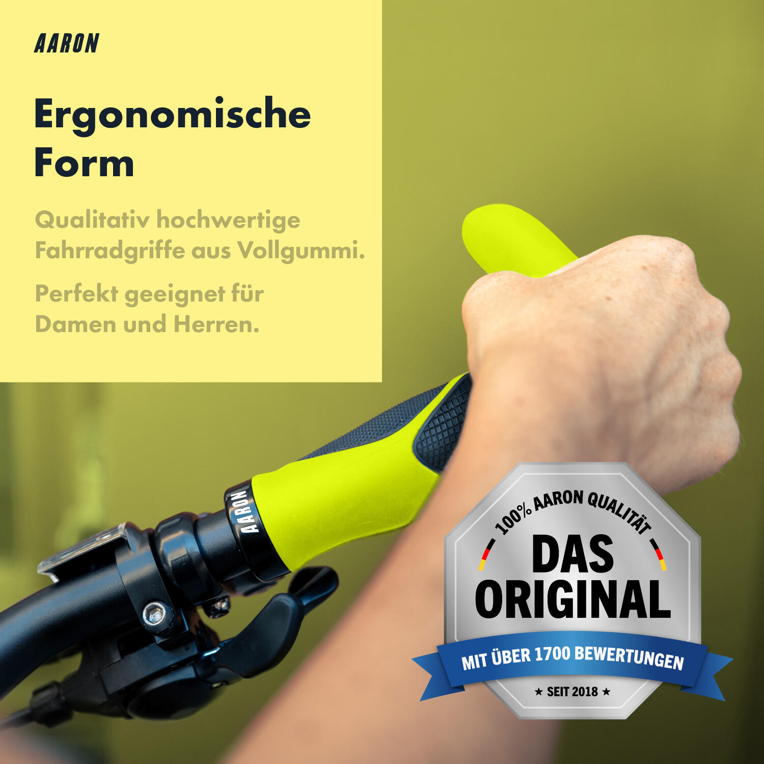 Horn Fahrradgriff ergonomisch mit Gel-Dämpfung und Lock-On - Gelb 5/5