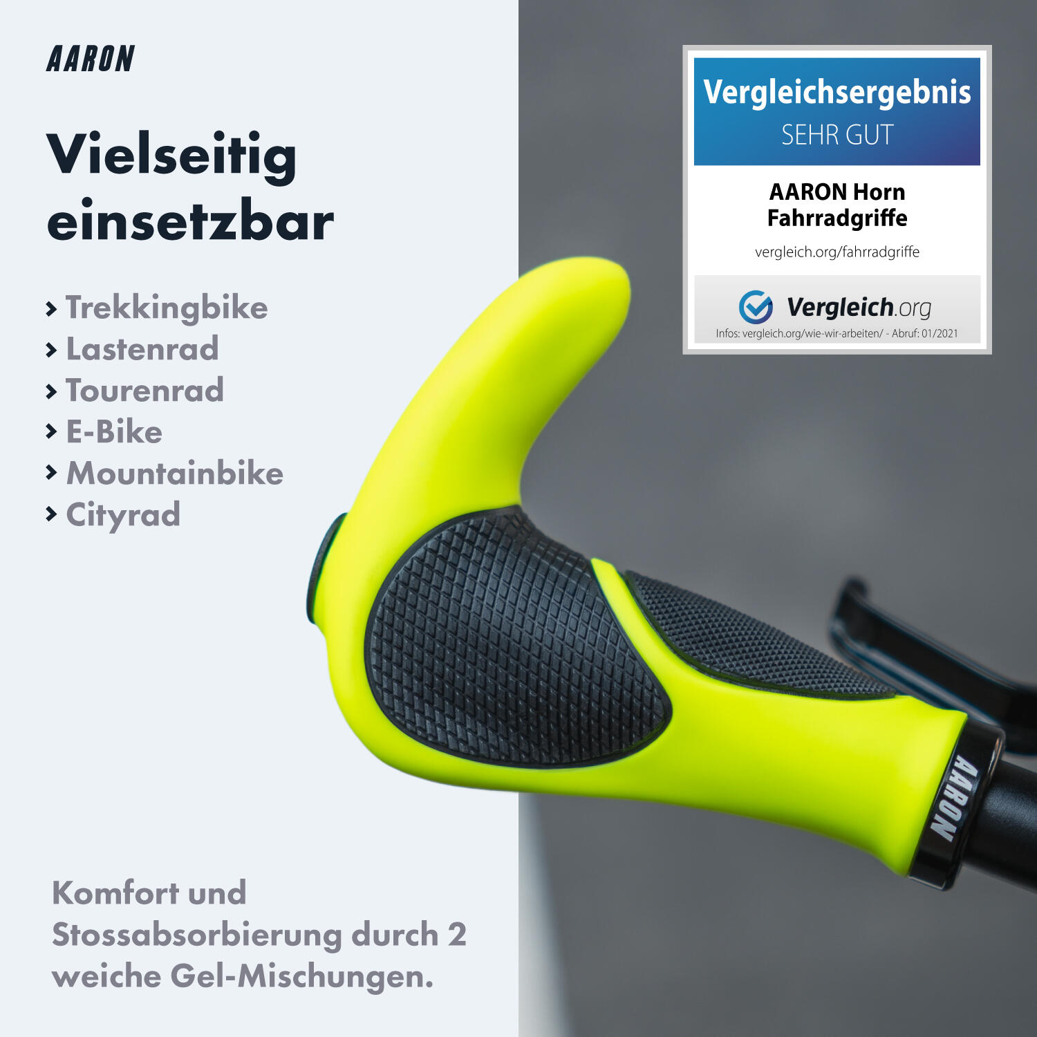 Horn Fahrradgriff ergonomisch mit Gel-Dmpfung und Lock-On - Gelb |  Decathlon