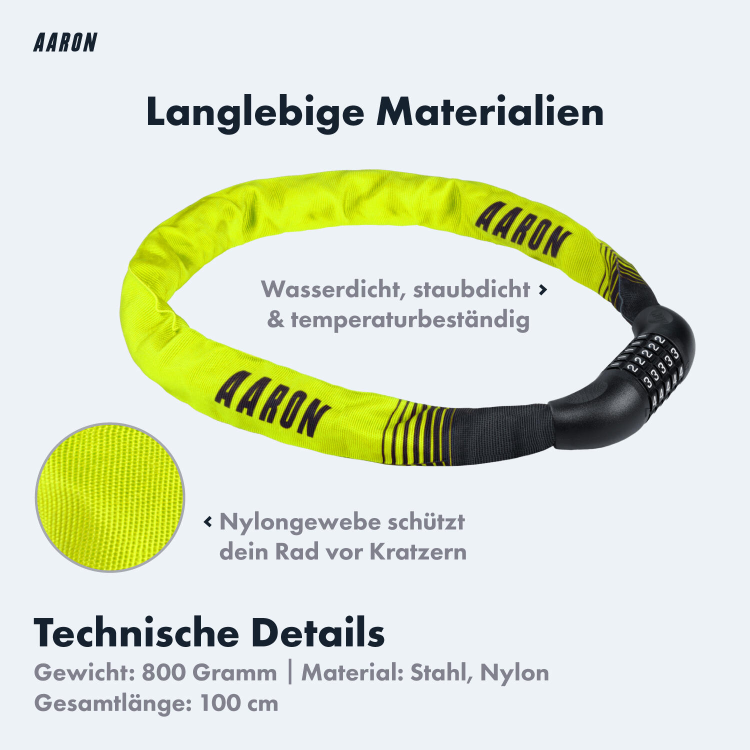 Lock One Fahrradschloss mit 5-stelligem Zahlencode - Gelb 3/7