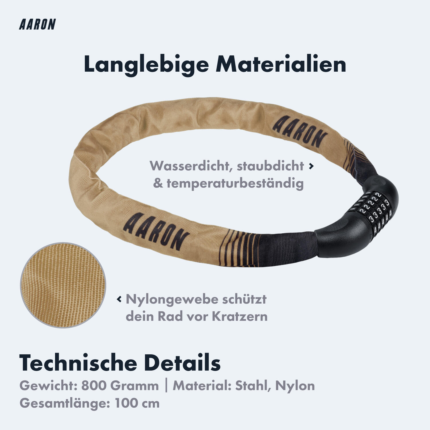 Lock One Fahrradschloss mit 5-stelligem Zahlencode - Beige 3/6