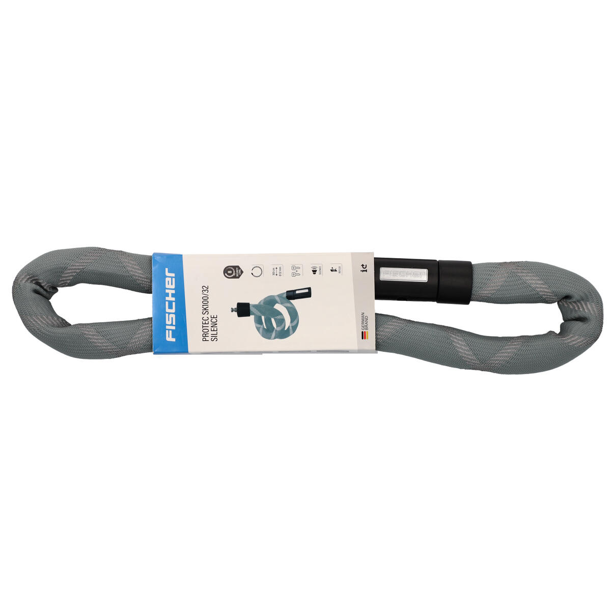 FISCHER Kettenschloss PROTEC SILENCE - 100 cm, Spezialstahl mit Reflexstreifen 6/7
