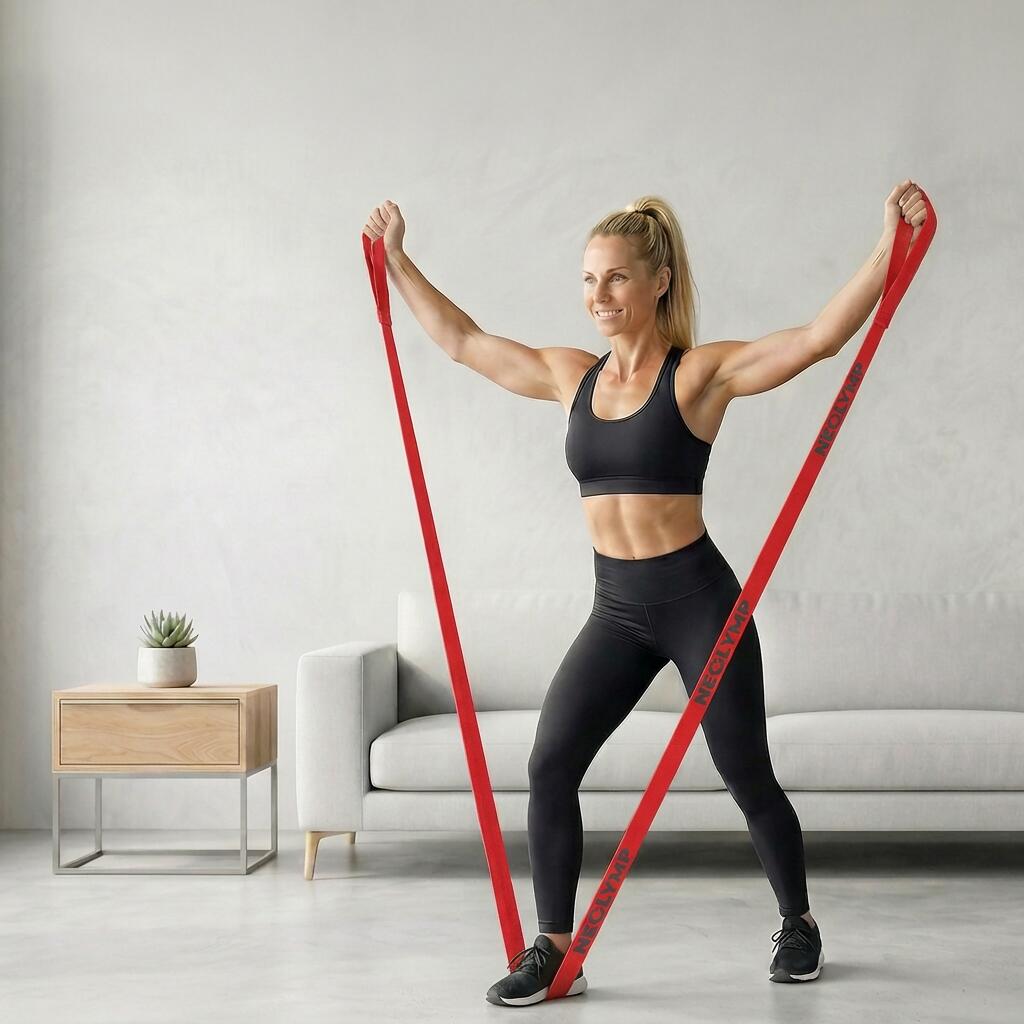 Fitnessband mit Schlaufen aus Stoff  Widerstandsstufe 1 leicht für Krafttraining 5/7