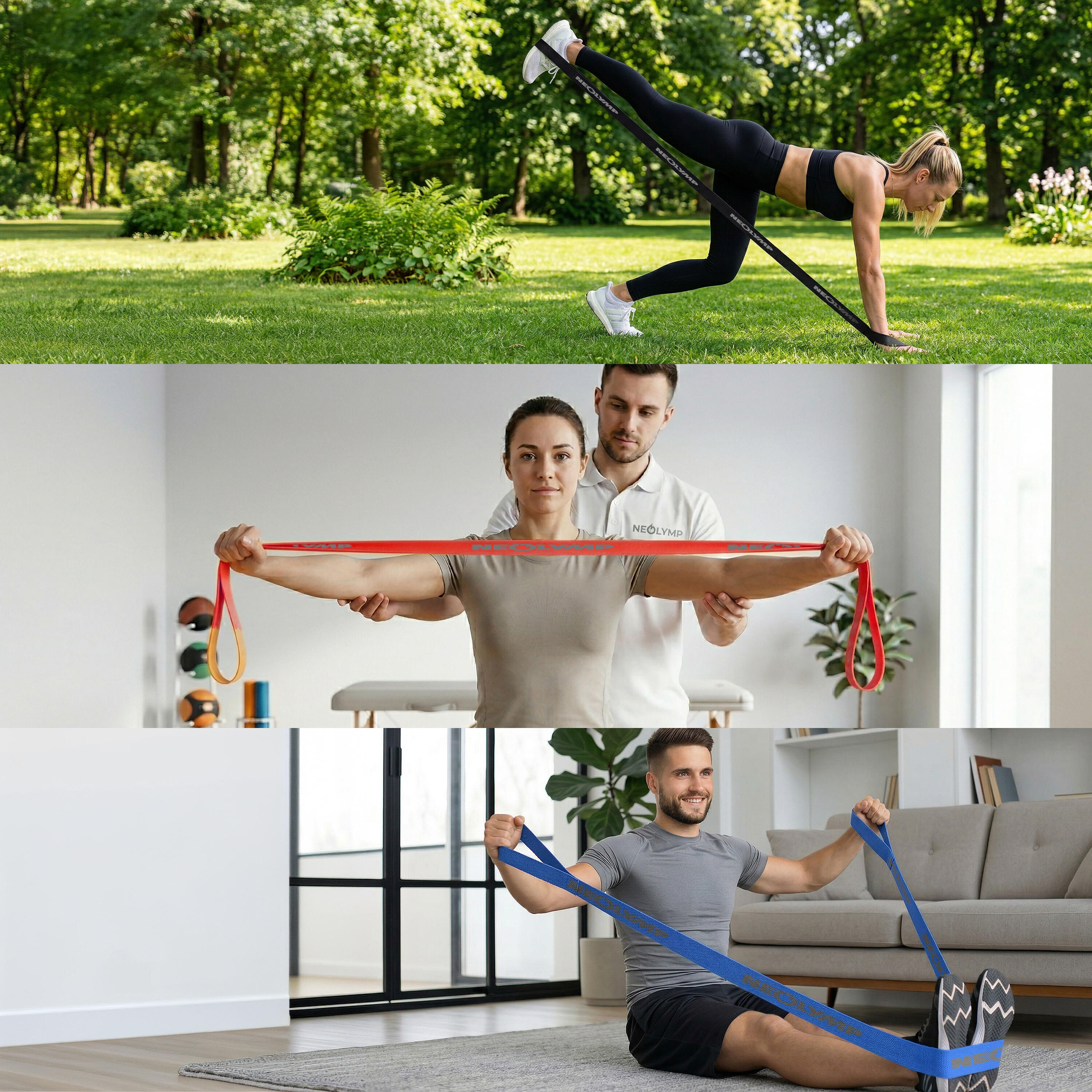 Fitnessband mit Schlaufen aus Stoff – Widerstandsbänder Krafttraining 5er Set 6/7