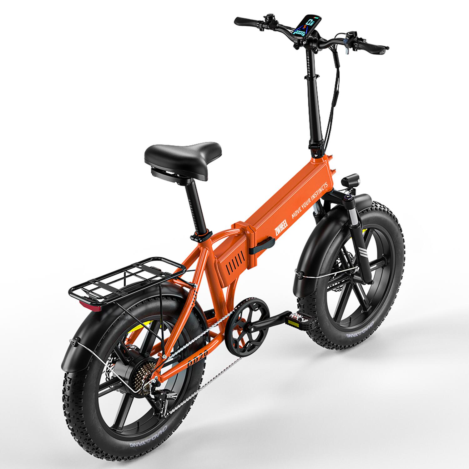 Bicicleta eléctrica plegable ZWheel Urban Flux, 250W, 55nm, 13Ah, 100km, naranja 3/7