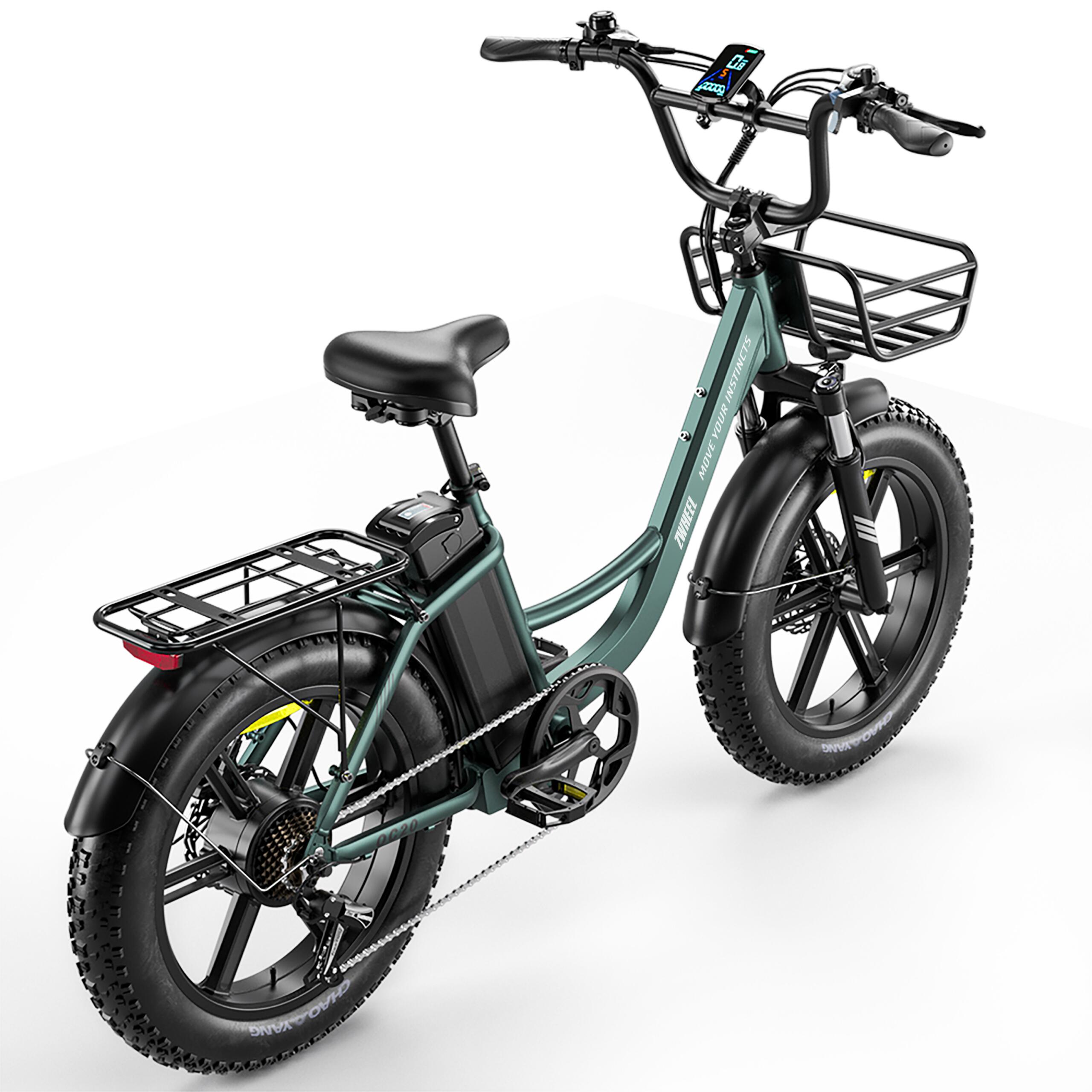 Bicicleta eléctrica ZWheel Urban Pioneer, 250W, 55nm, 13Ah, 100km, verde 3/7
