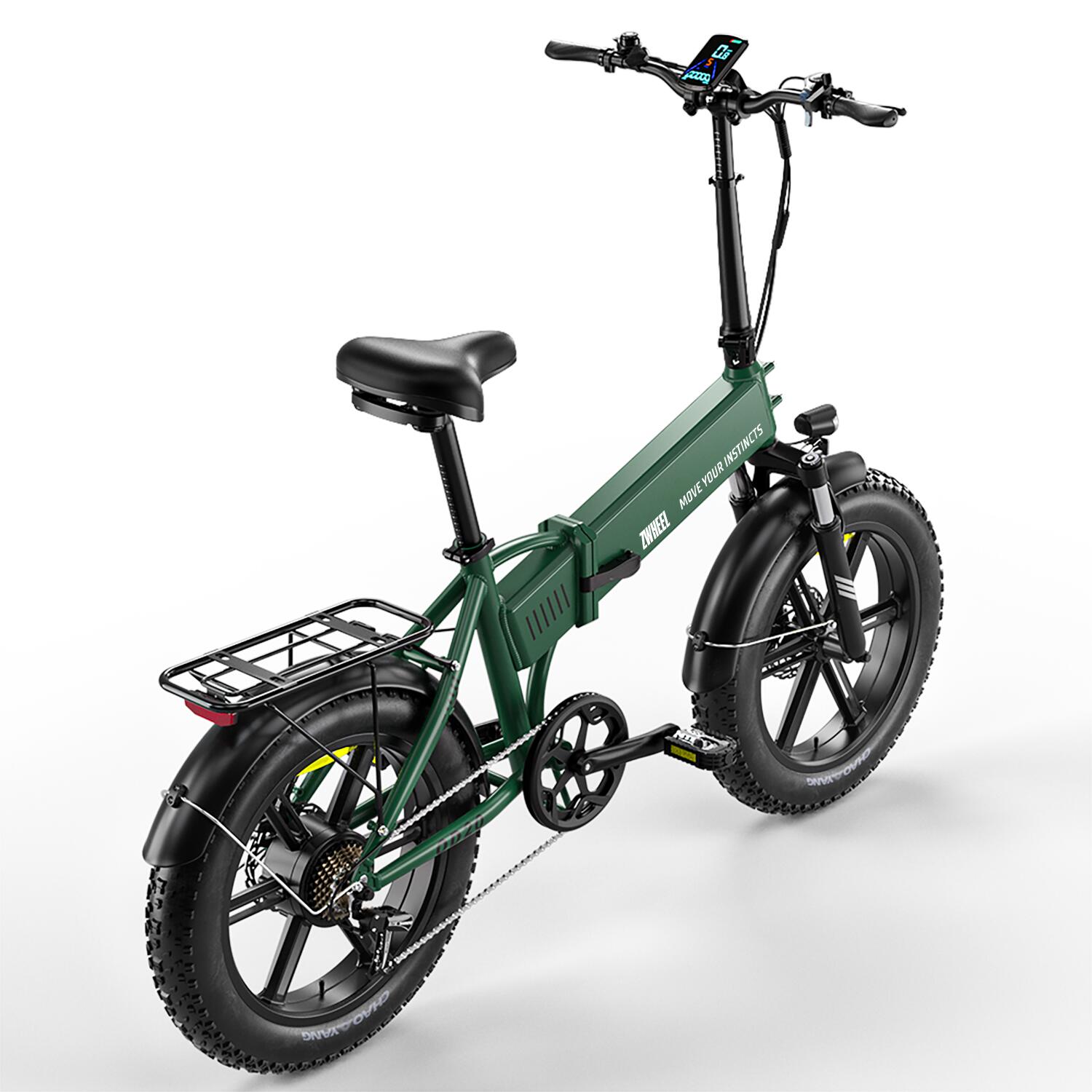 Bicicleta eléctrica plegable ZWheel Urban Flux, 250W, 55nm, 13Ah, 100km, verde 3/7