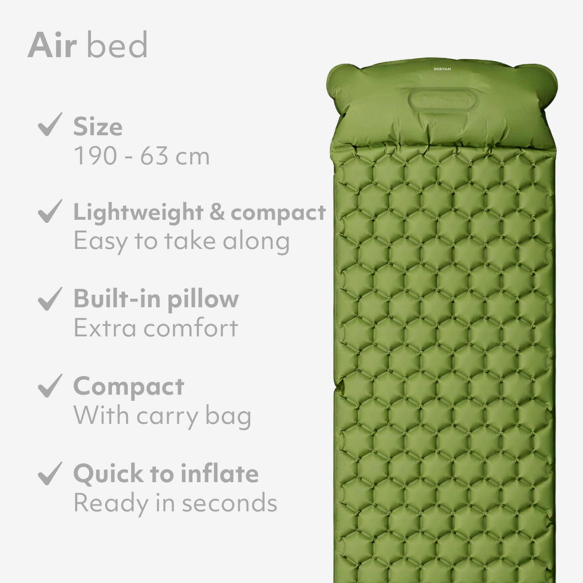 Deryan Air Bed - Letto da campeggio gonfiabile - Include borsa da trasporto 4/7