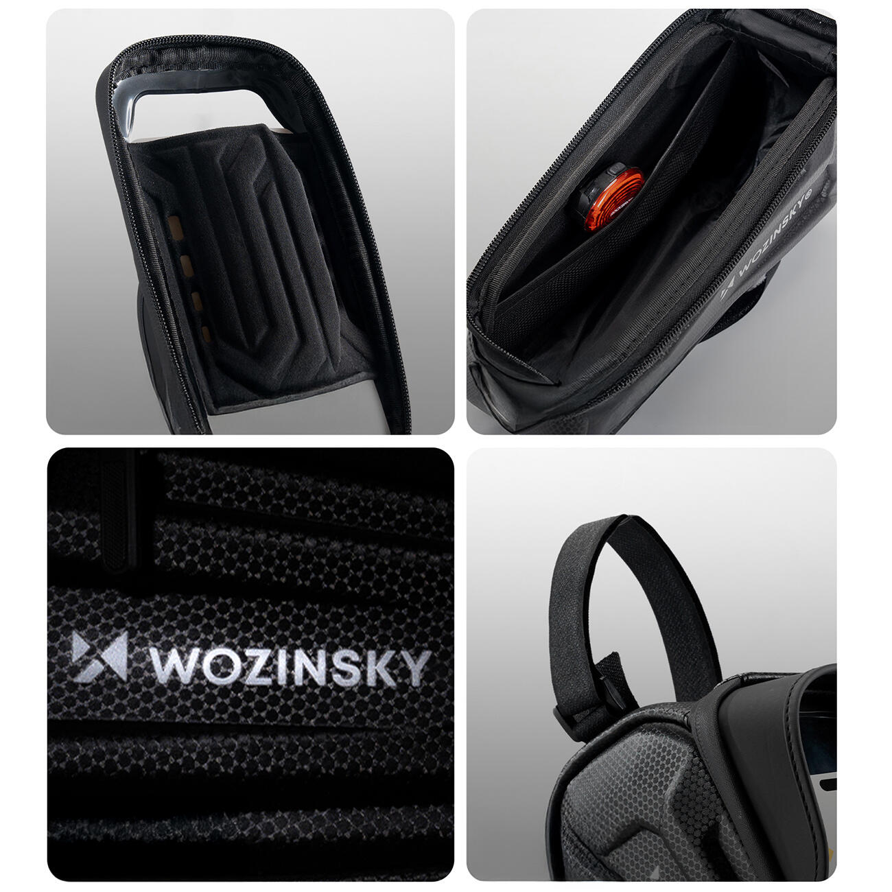 Sakwa rowerowa Wozinsky na ramę pancerna z kieszonką na telefon 1.7 l - czarna 2/7