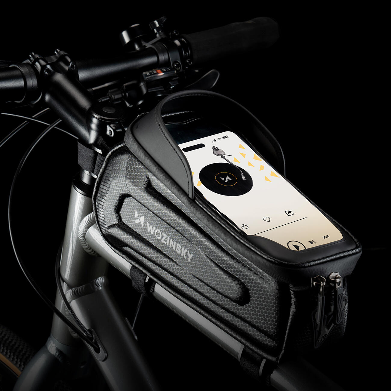 Sakwa rowerowa Wozinsky na ramę pancerna z kieszonką na telefon 1.7 l - czarna 6/7
