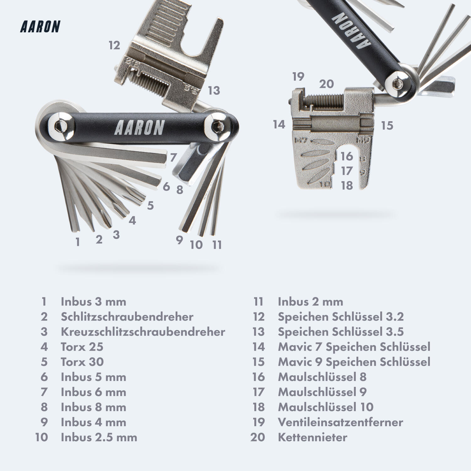 Tool 20-in-1 Multitool - Fahrrad Multifunktionswerkzeug - Schwarz 4/7