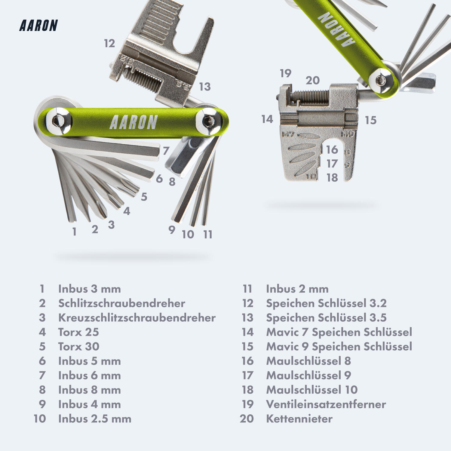 Tool 20-in-1 Multitool - Fahrrad Multifunktionswerkzeug - Grün 4/5