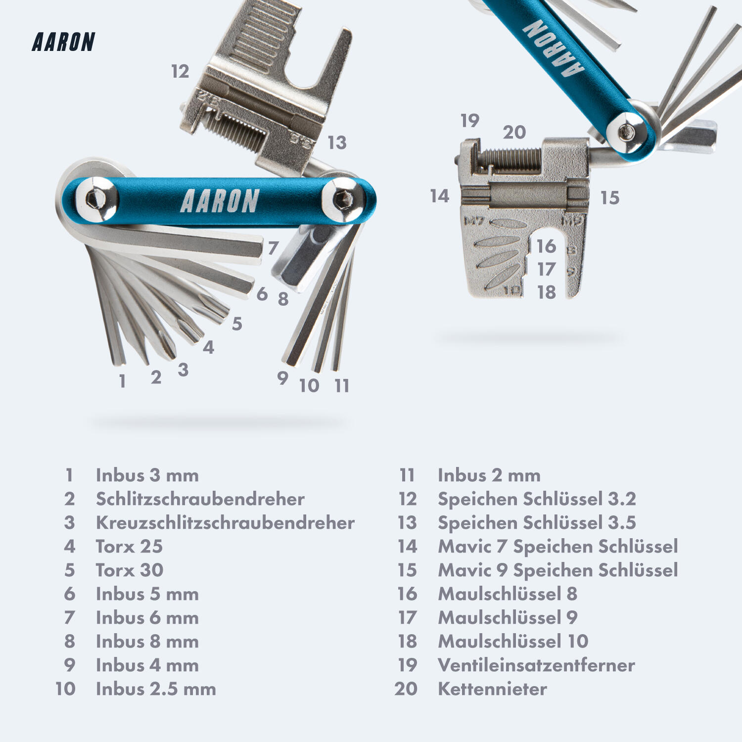 Tool 20-in-1 Multitool - Fahrrad Multifunktionswerkzeug - Blau 4/5