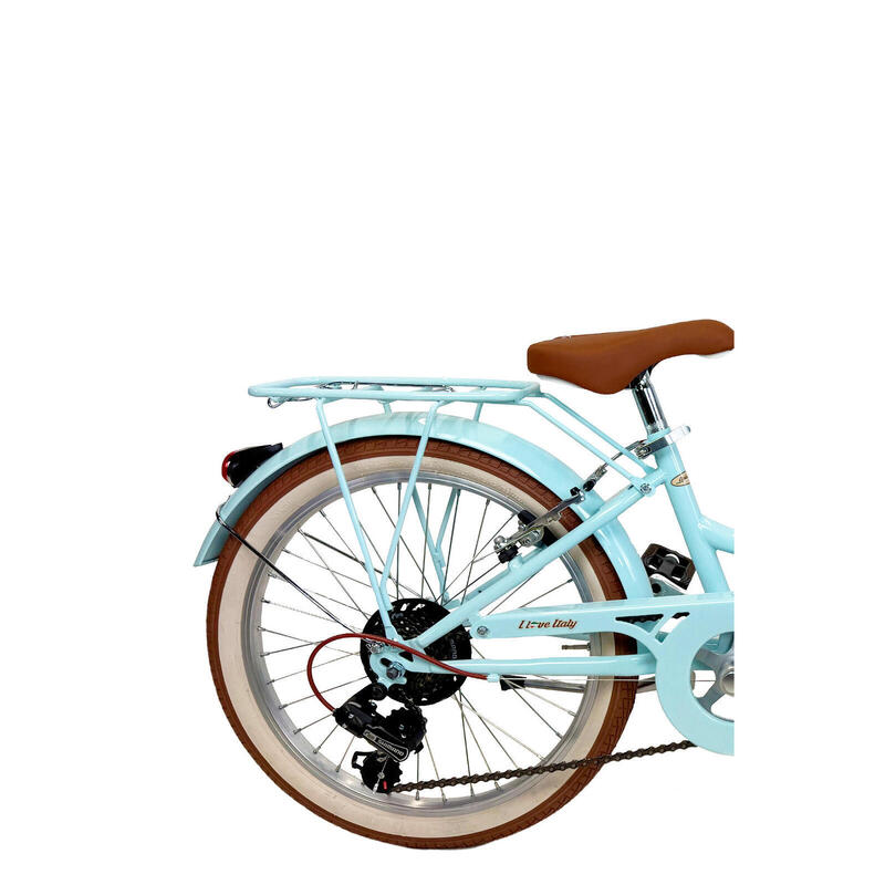 Bicicletă pentru fete Dolce Vita CAPPUCCINO 20" 6V cu coș - Albastru deschis