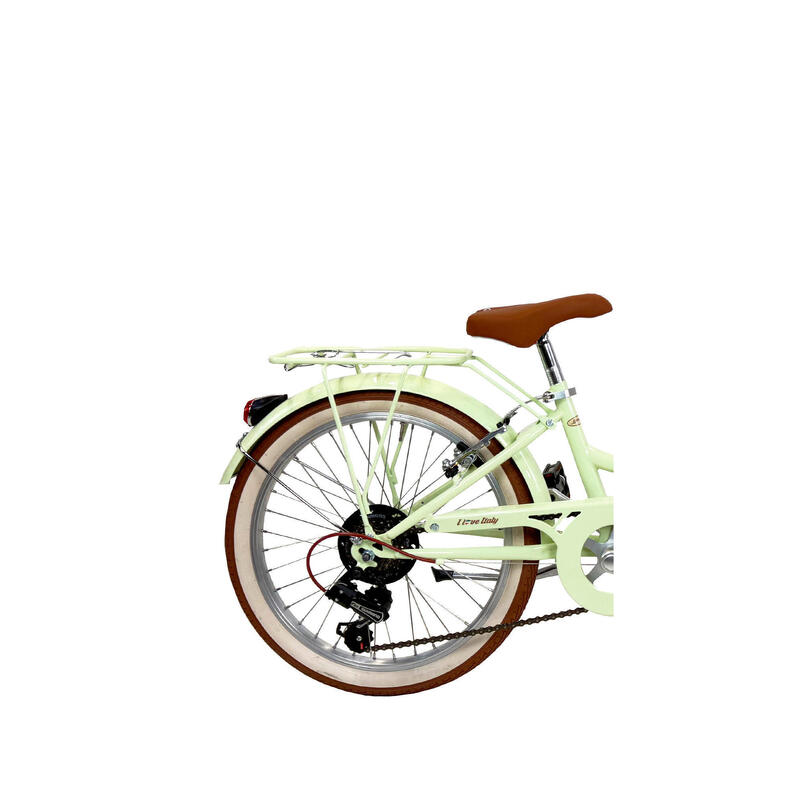 Bicicletă pentru fete Dolce Vita CAPPUCCINO 20" 6 viteze cu coș - Verde deschis