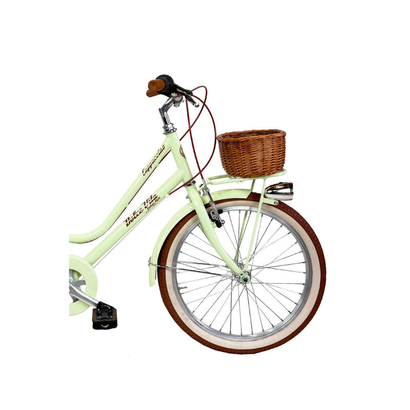 Bicicletă pentru fete Dolce Vita CAPPUCCINO 20" 6 viteze cu coș - Verde deschis