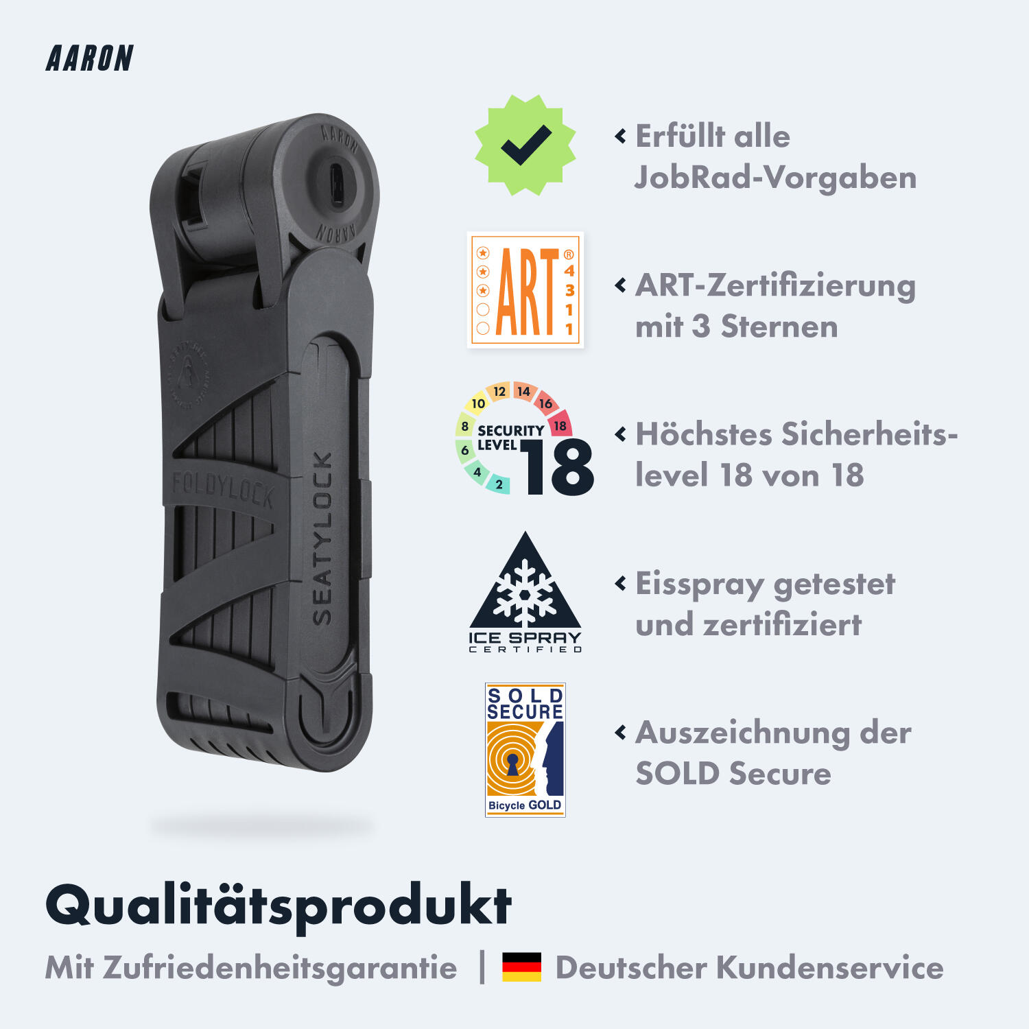 Premium Faltschloss 90 cm - Sicherheitsstufe 18 - gehärteter Stahl 2/7