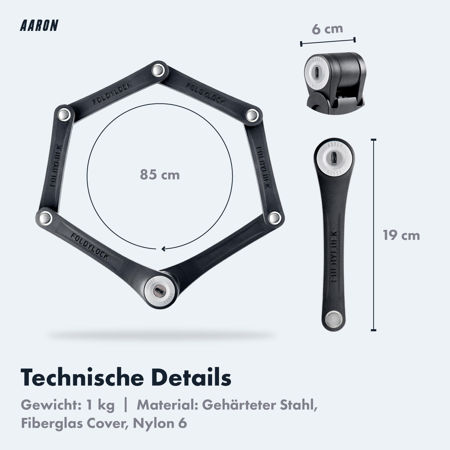 Faltschloss 85 cm - Sicherheitsstufe 14 - gehärteter Stahl 6/7