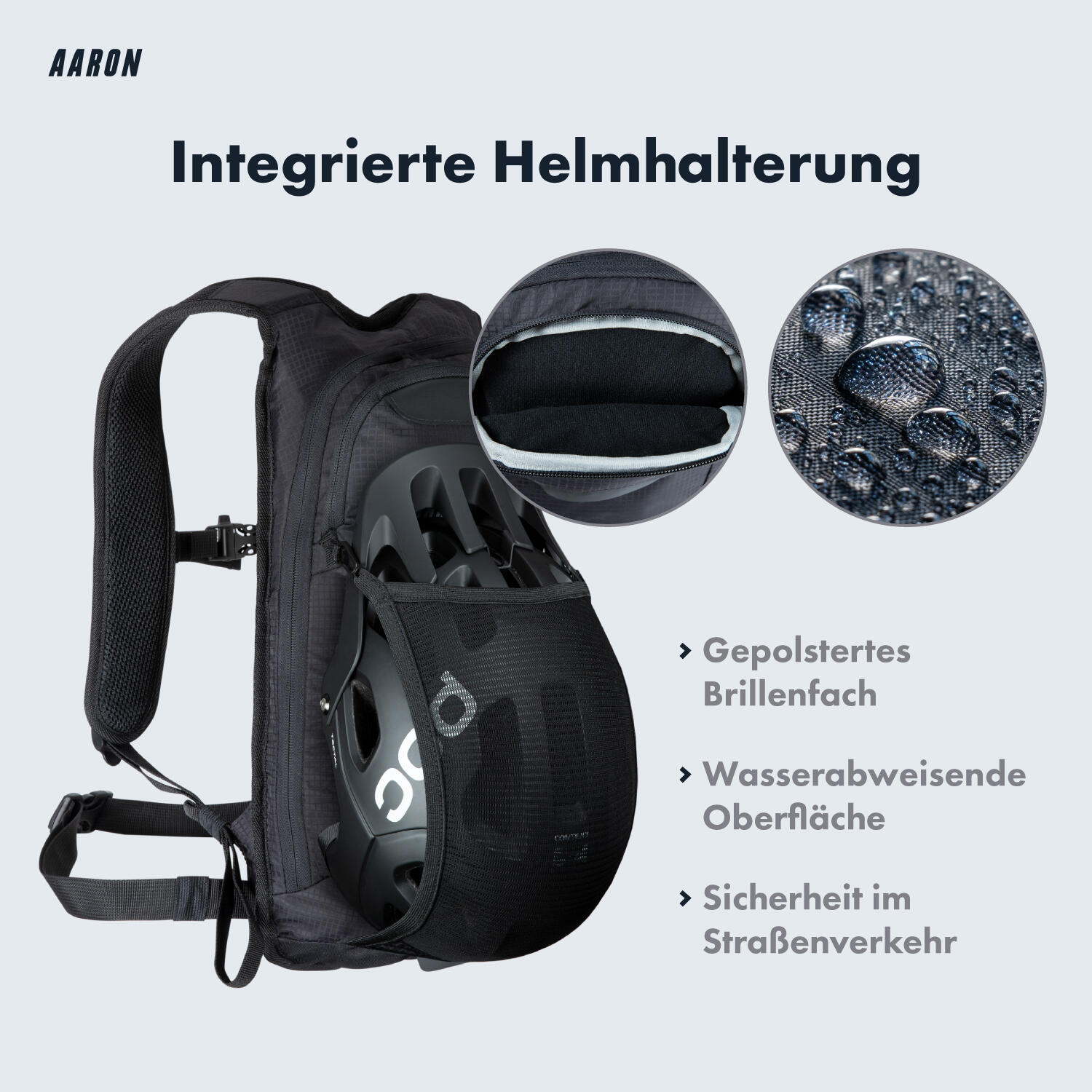 8L Fahrradrucksack, wasserdicht, mit Helmhalter und Regenhülle, Wanderrucksack 3/7
