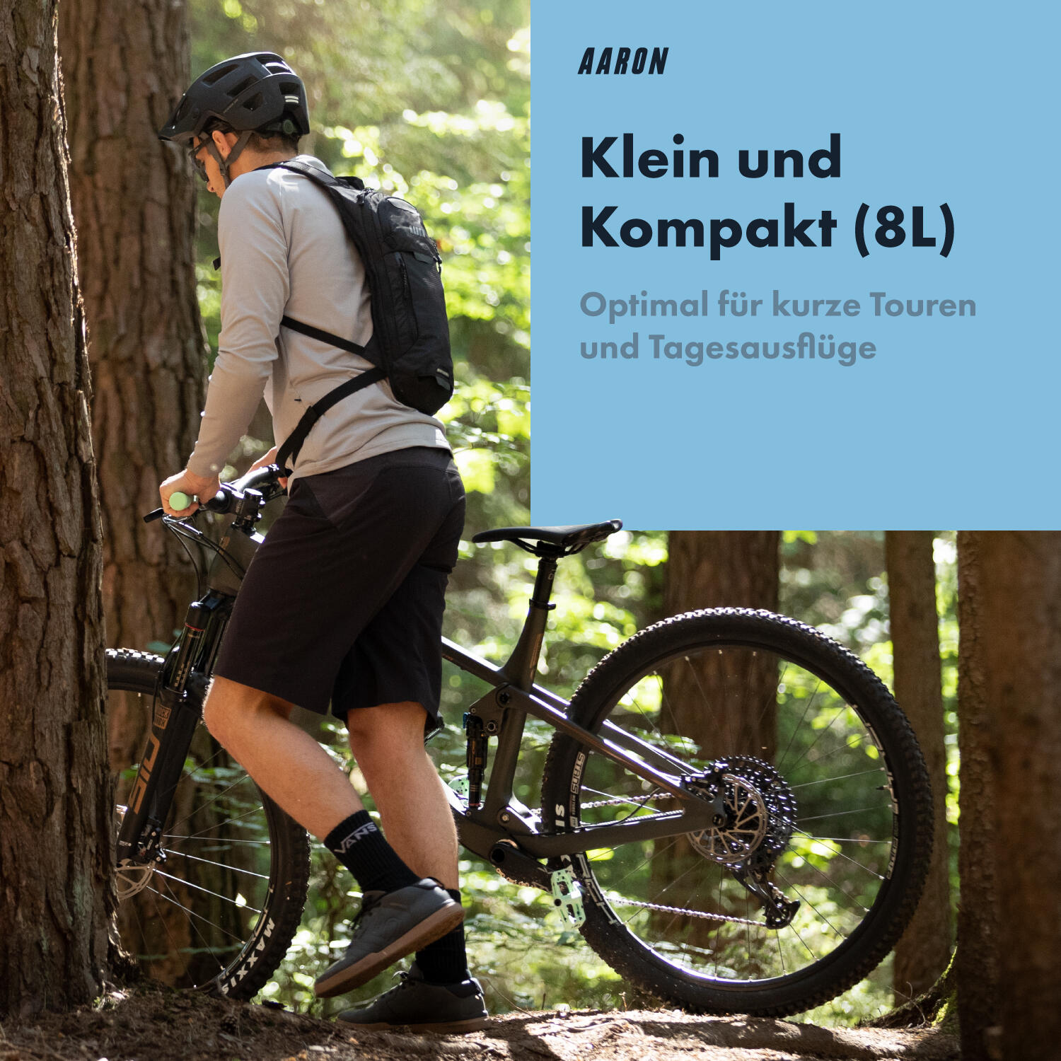 8L Fahrradrucksack, wasserdicht, mit Helmhalter und Regenhülle, Wanderrucksack 2/7