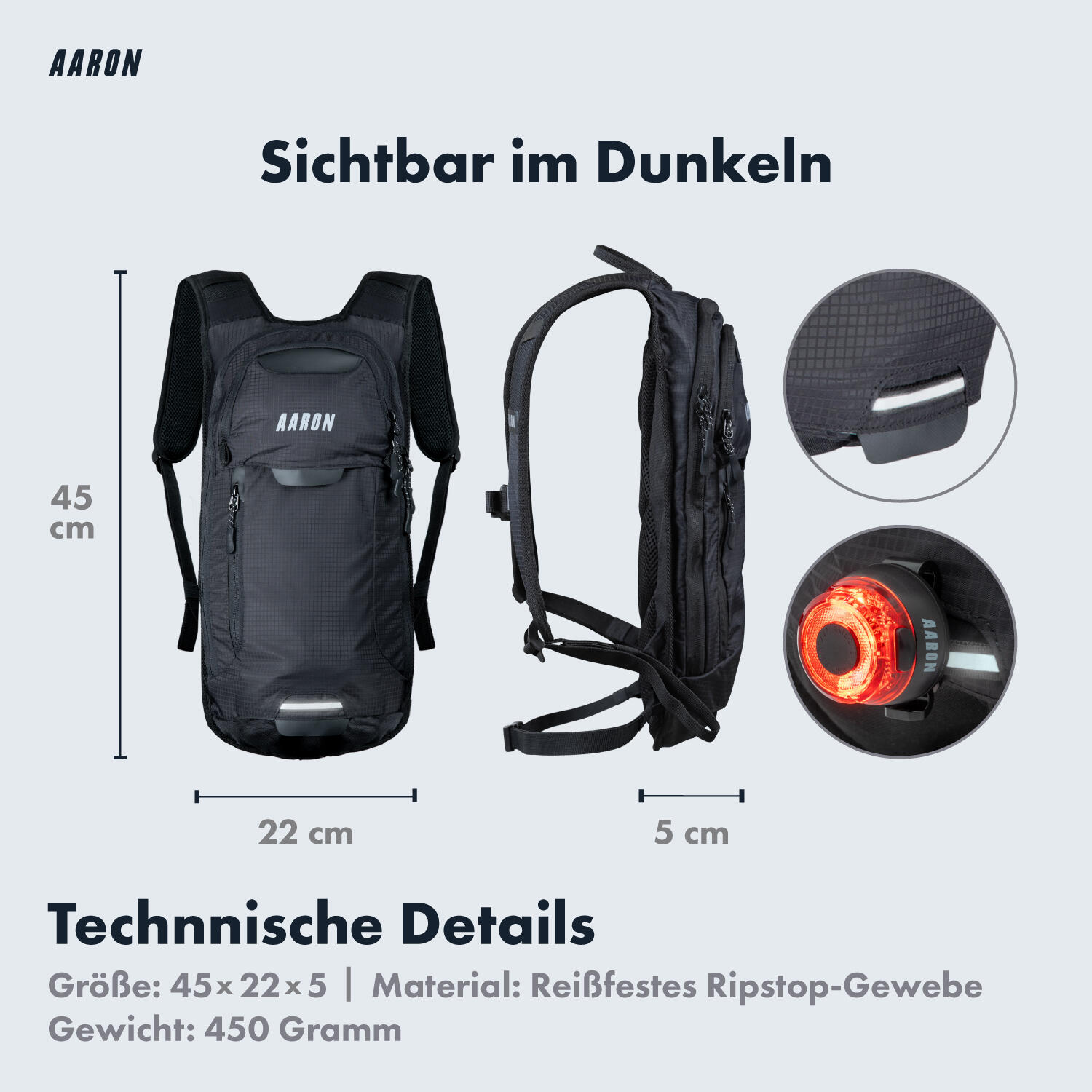 8L Fahrradrucksack, wasserdicht, mit Helmhalter und Regenhülle, Wanderrucksack 4/7