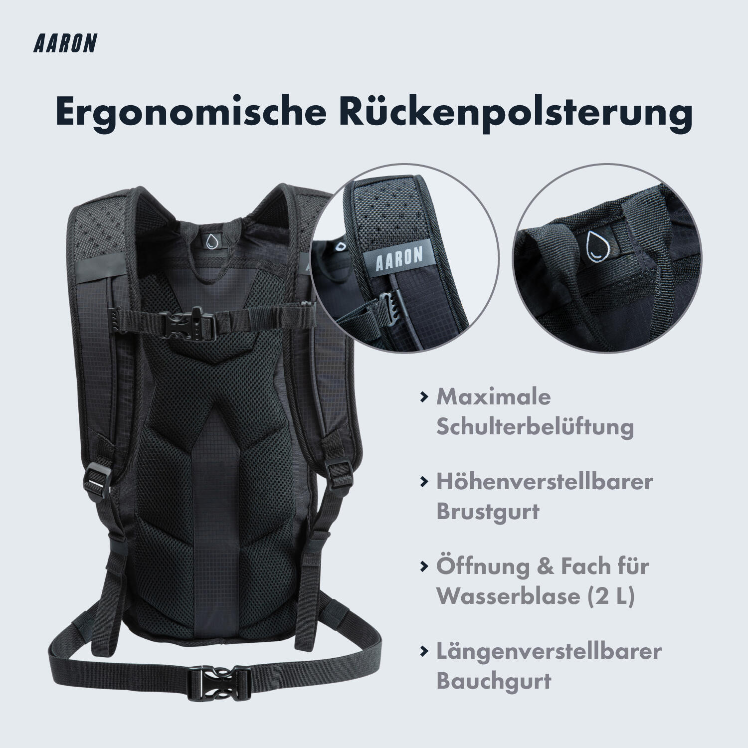 8L Fahrradrucksack, wasserdicht, mit Helmhalter und Regenhülle, Wanderrucksack 6/7